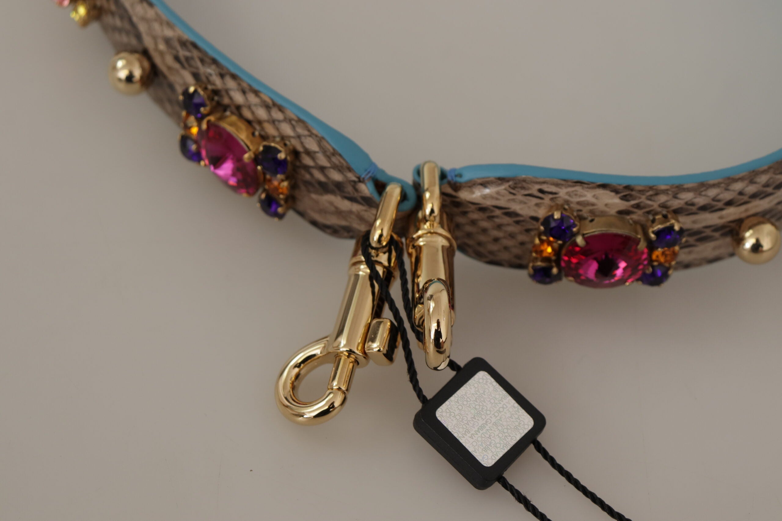 Dolce & Gabbana Braunes exotisches Leder mit Kristallen Schulterriemen-3