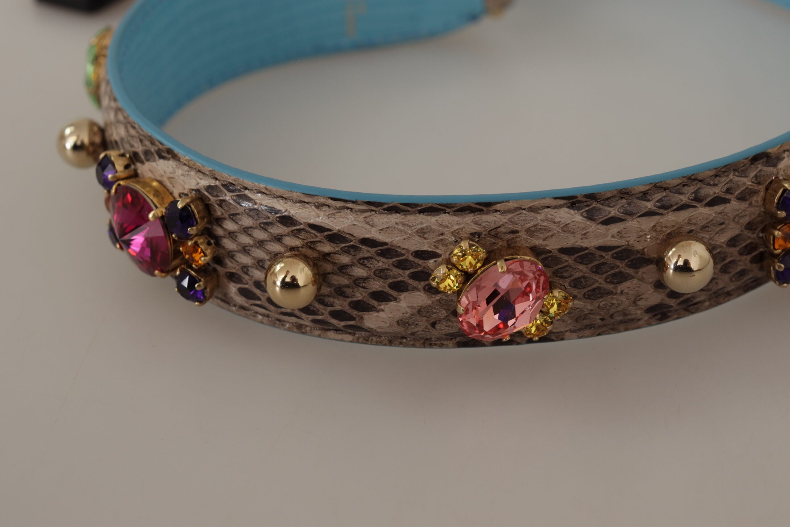 Dolce & Gabbana Braunes exotisches Leder mit Kristallen Schulterriemen-6