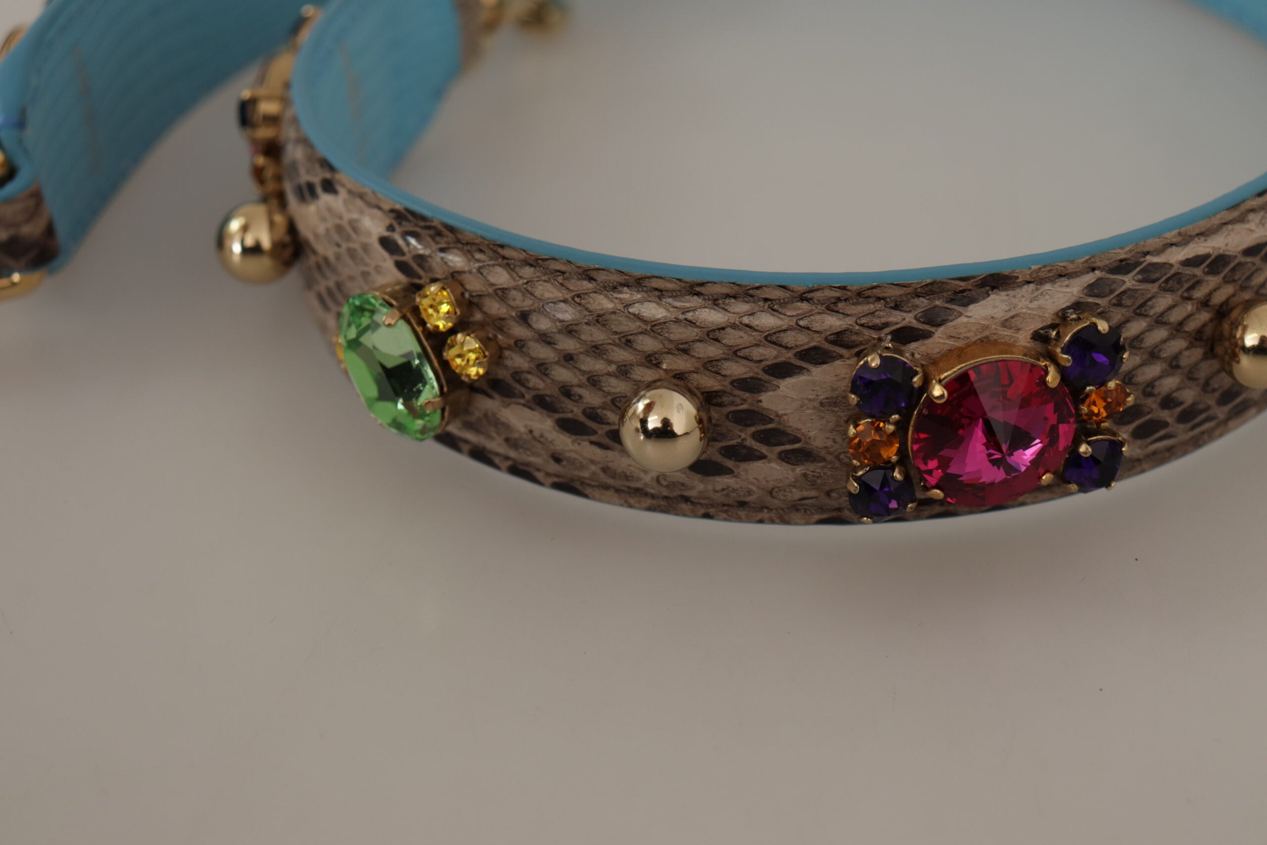 Dolce & Gabbana Braunes exotisches Leder mit Kristallen Schulterriemen-7