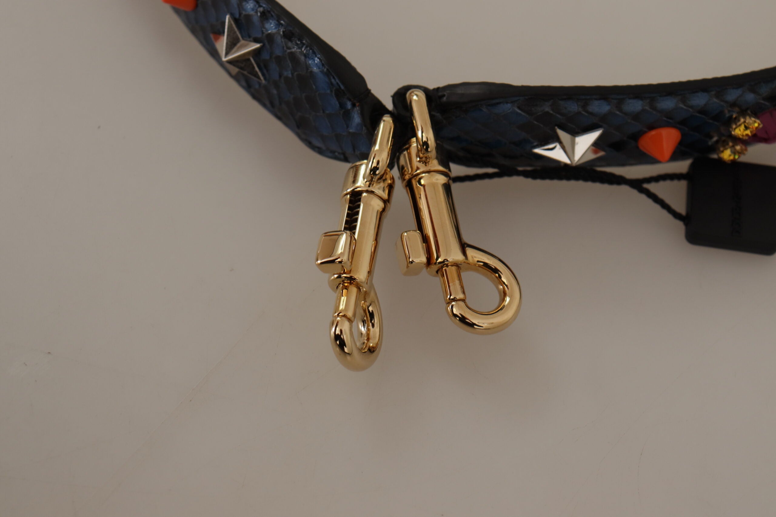 Dolce & Gabbana Blauer Exotenleder-Kristalle Wende-Schulterriemen-5