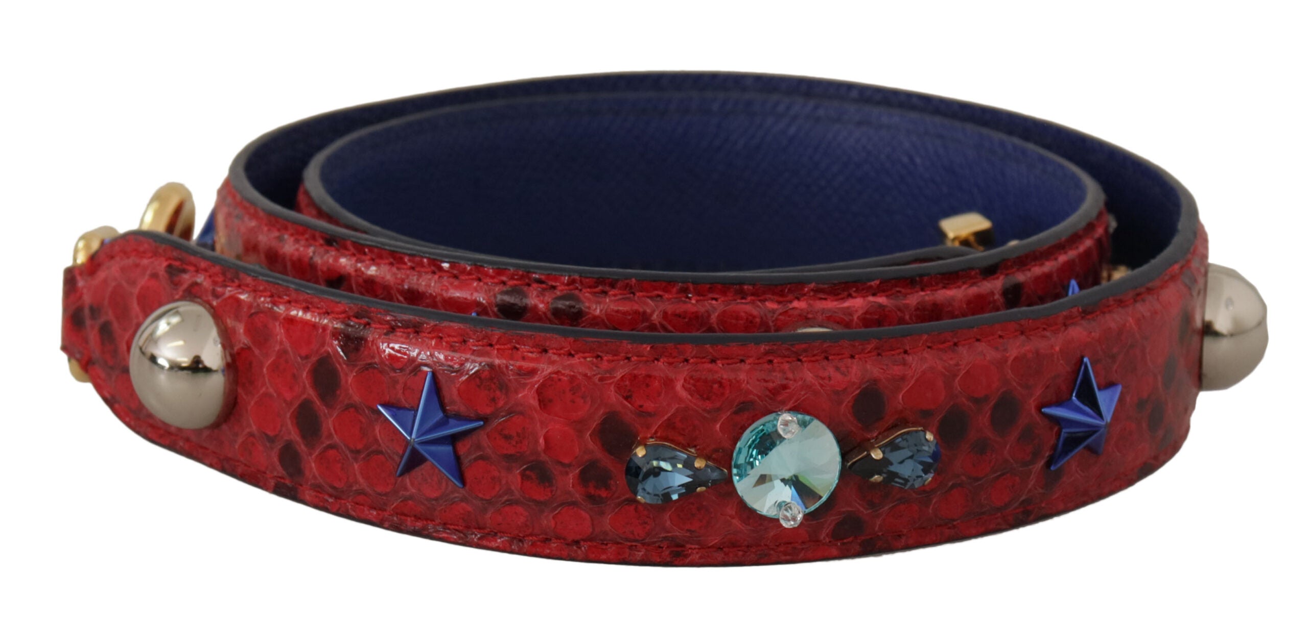 Dolce & Gabbana Red Exotic Leather with Crystals Shoulder Strap-1