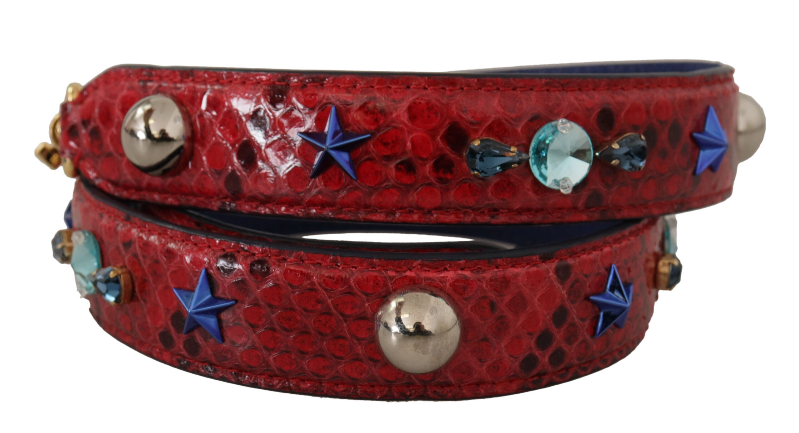 Dolce & Gabbana Red Exotic Leather with Crystals Shoulder Strap-2