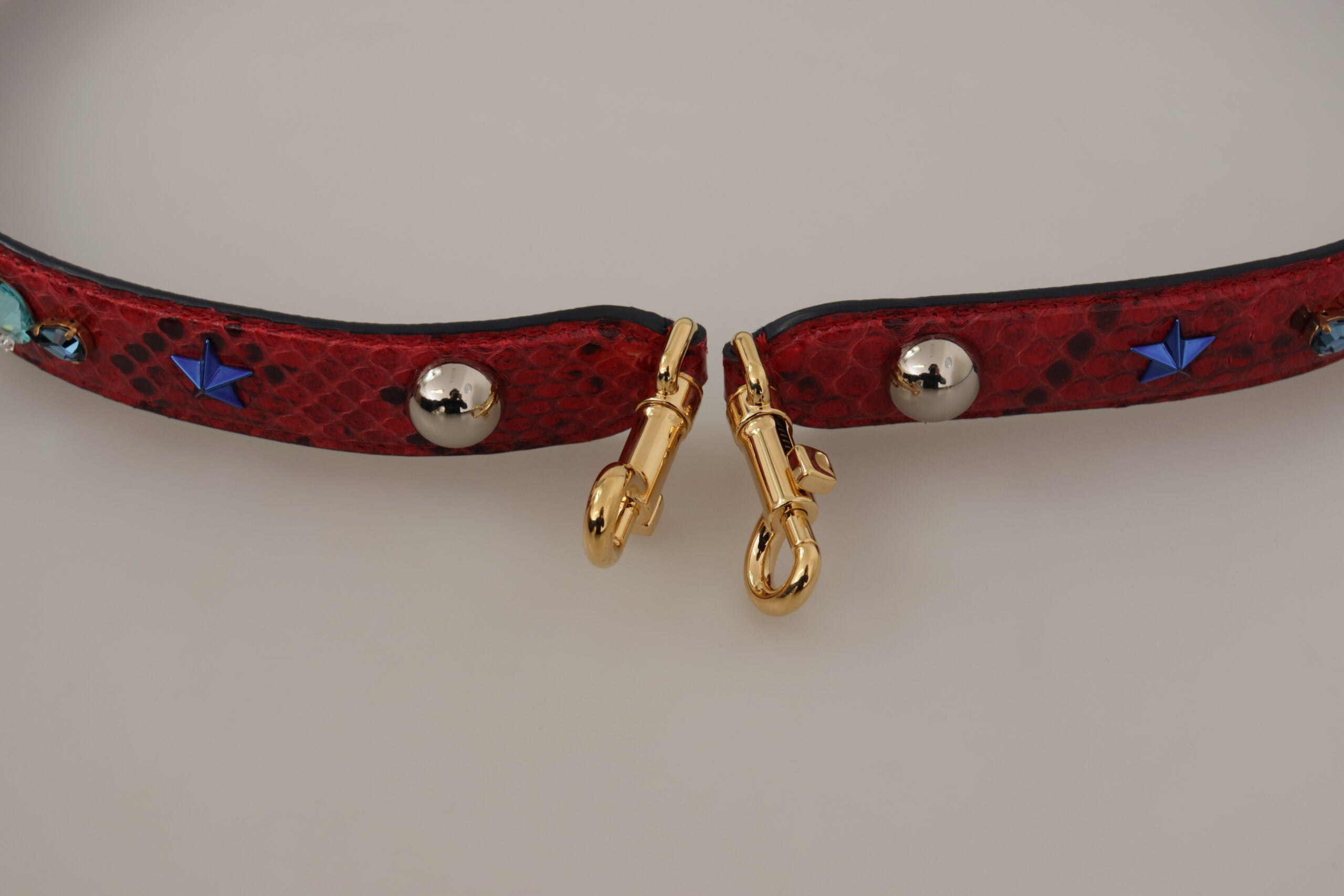 Dolce & Gabbana Red Exotic Leather with Crystals Shoulder Strap-4