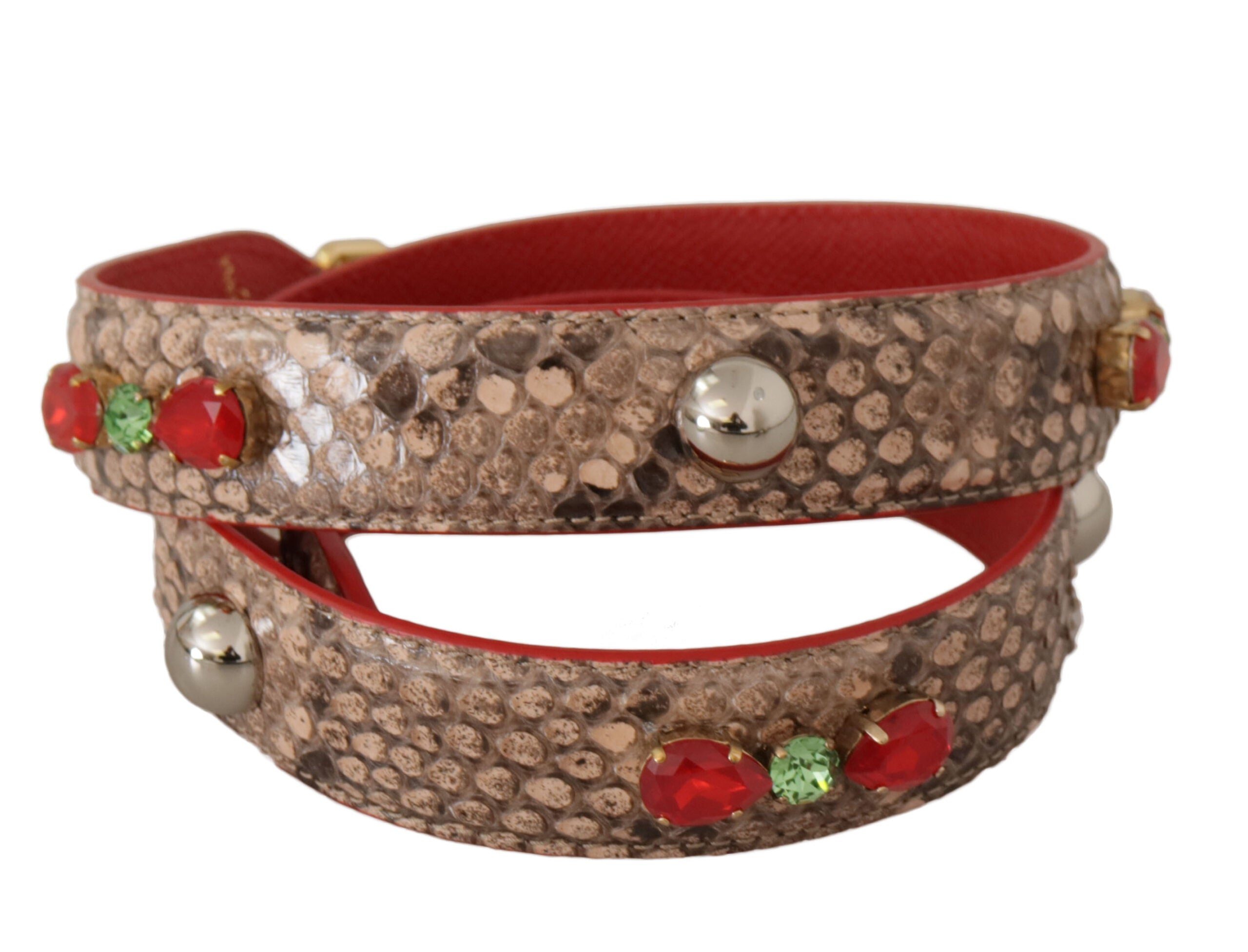 Dolce & Gabbana Brauner Pythonleder-Schulterriemen mit Kristallen-2