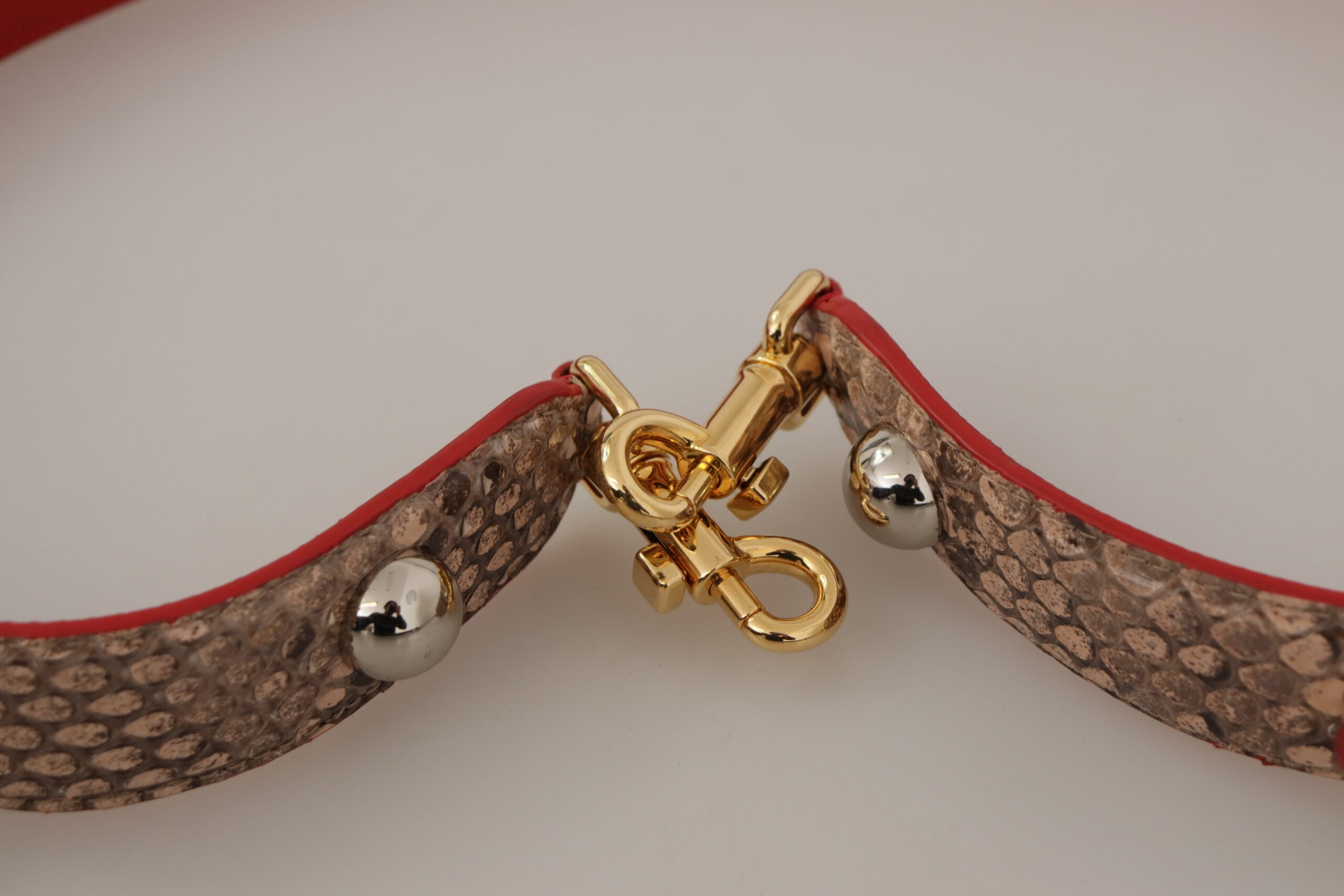 Dolce & Gabbana Brauner Pythonleder-Schulterriemen mit Kristallen-5