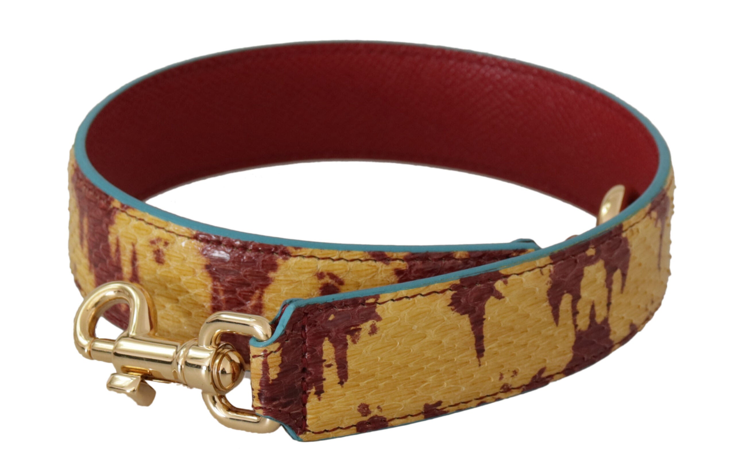 Dolce & Gabbana Gelbes Rotes Leder Goldfarbener Schulterriemen-1