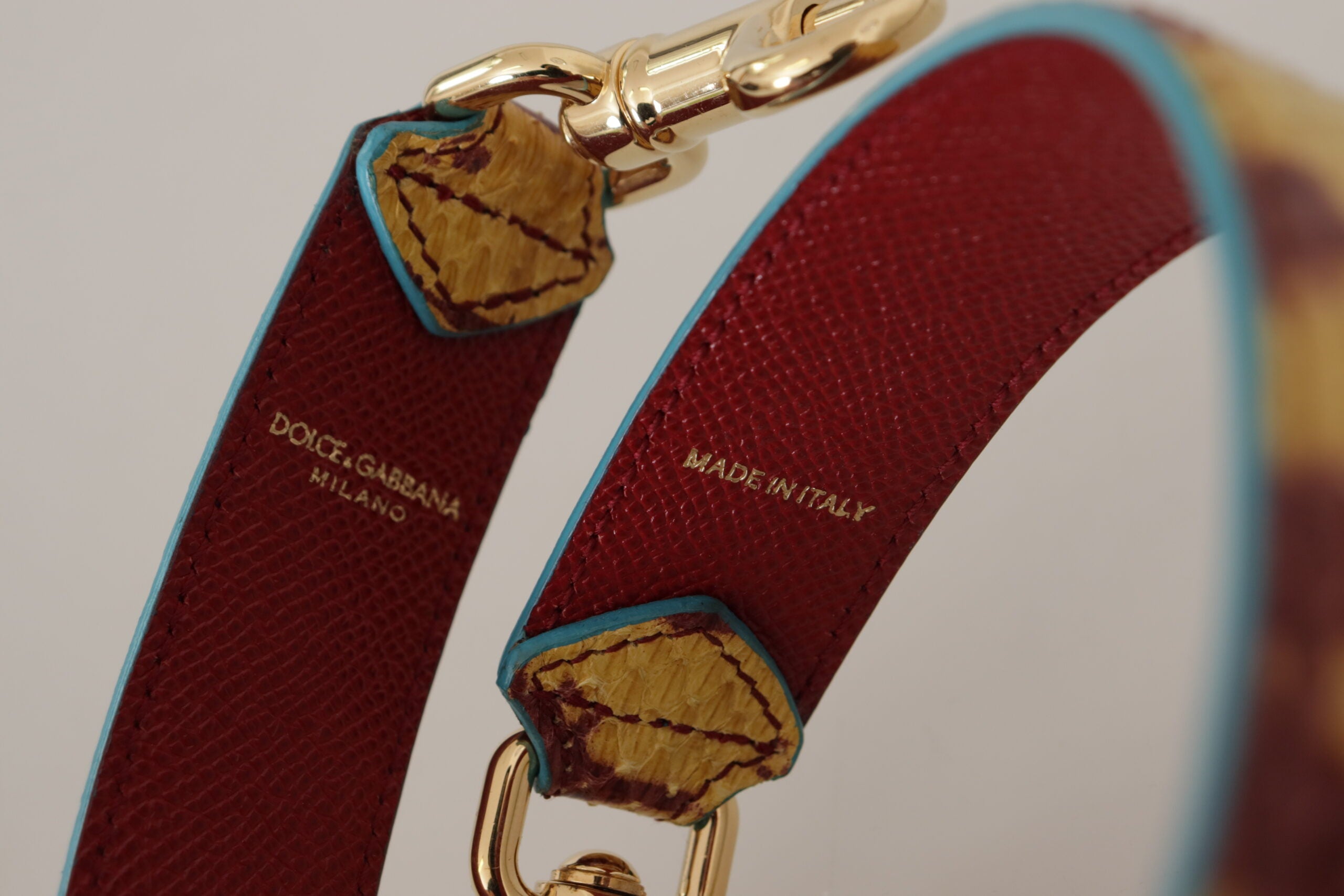 Dolce & Gabbana Gelbes Rotes Leder Goldfarbener Schulterriemen-2