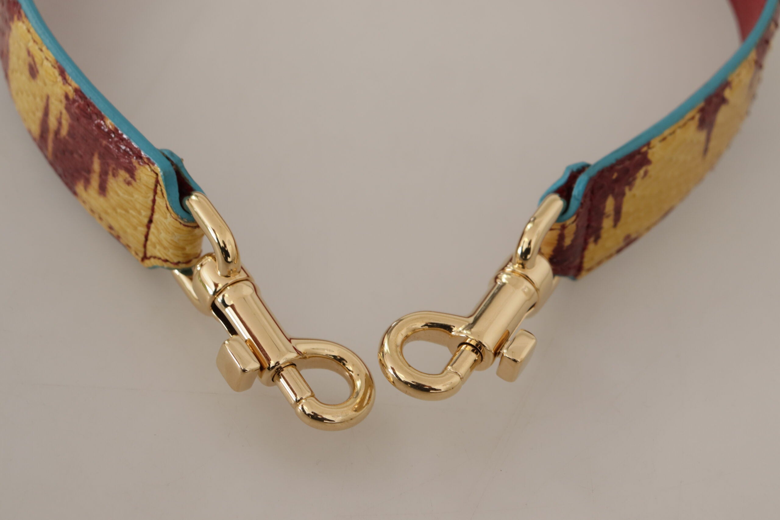 Dolce & Gabbana Gelbes Rotes Leder Goldfarbener Schulterriemen-3