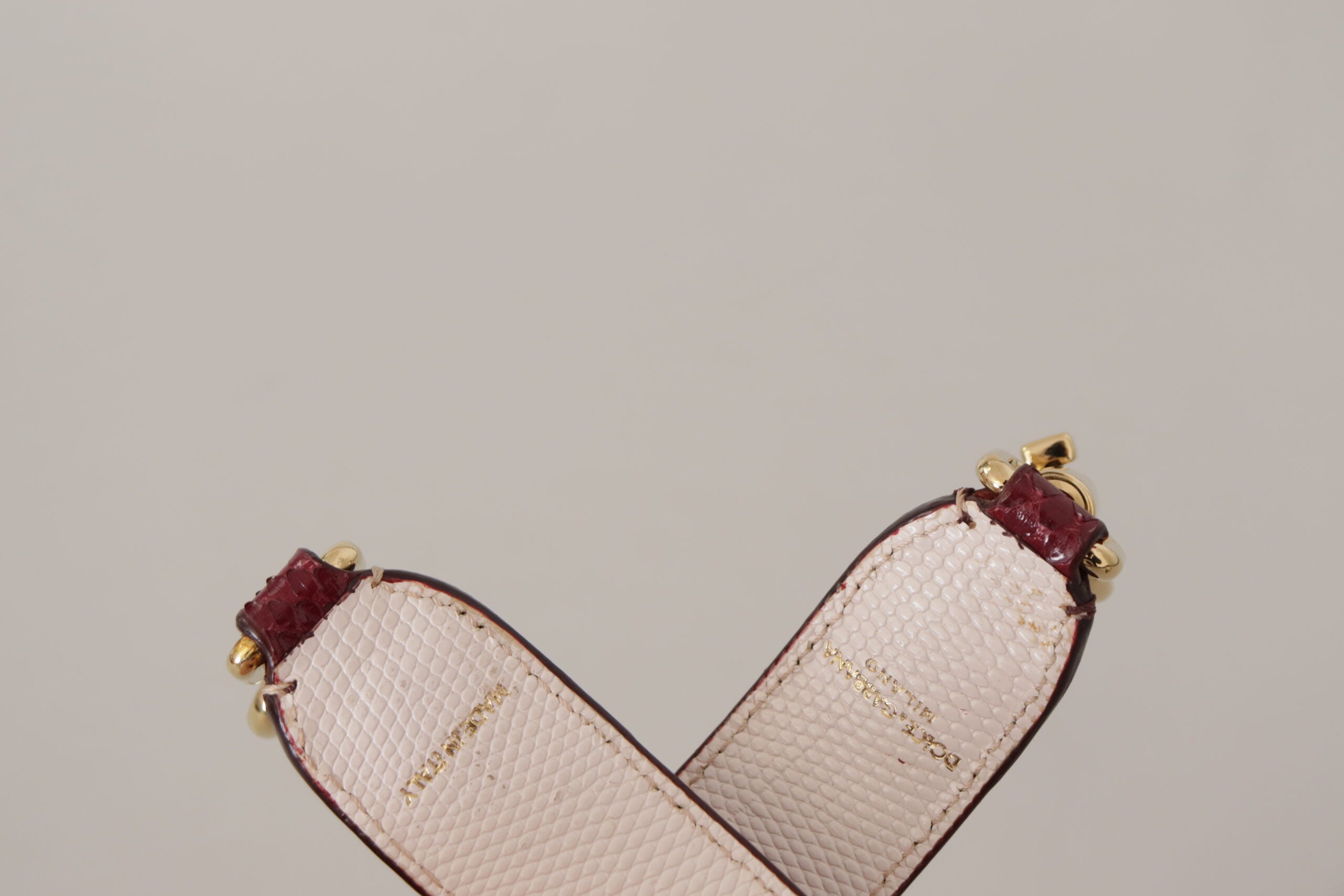 Correa para el hombro para bolso Dolce & Gabbana de piel burdeos con cristales-3