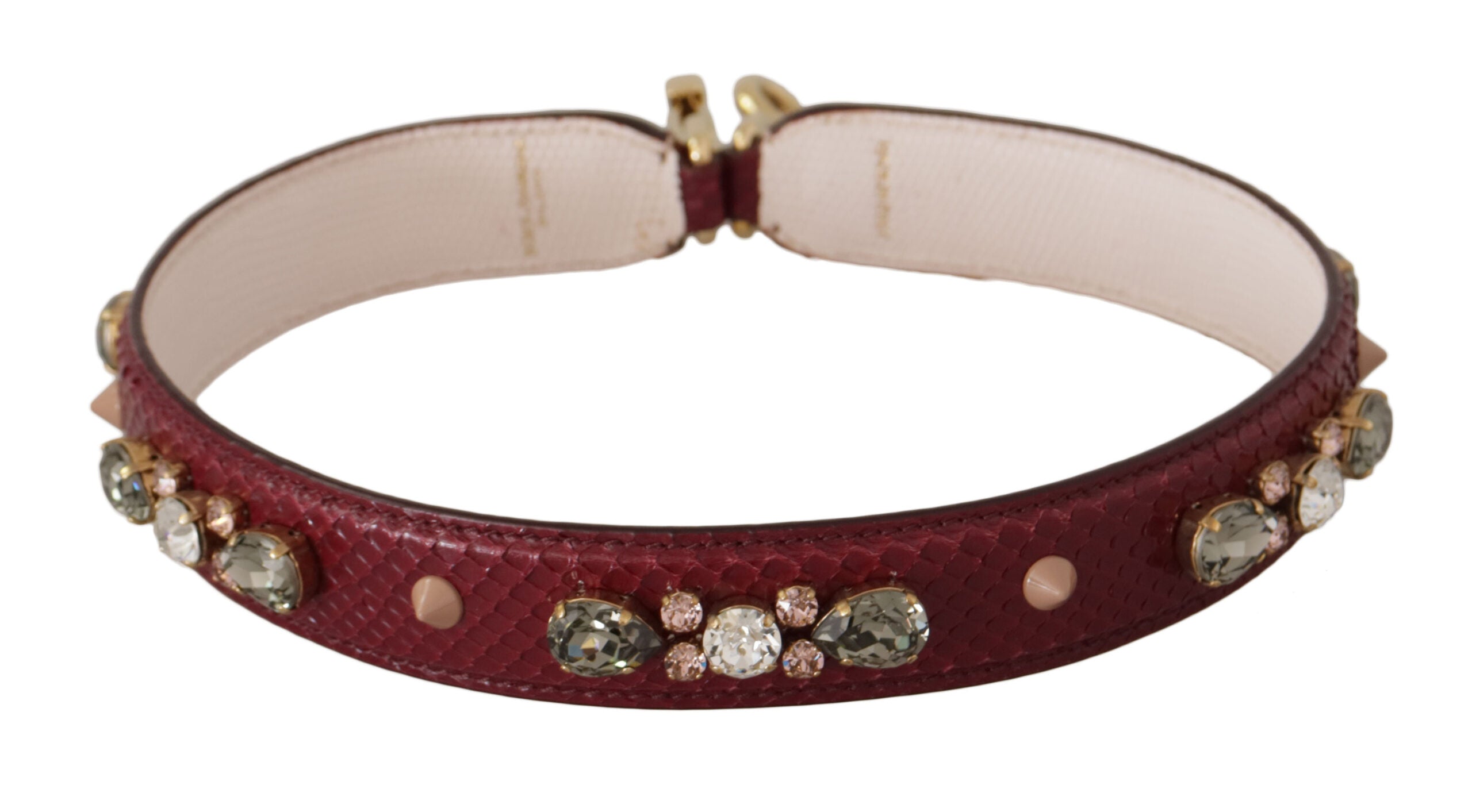 Correa para el hombro para bolso Dolce & Gabbana de piel burdeos con cristales-6