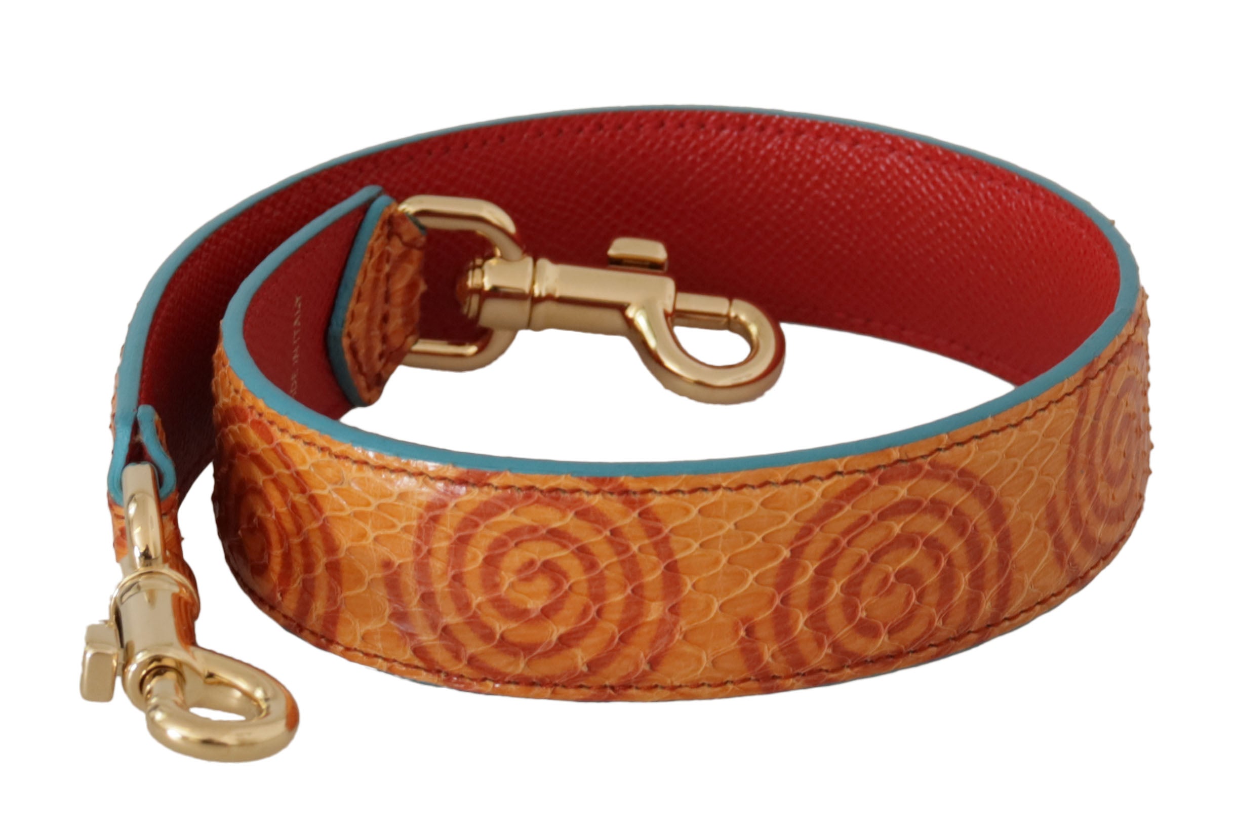 Dolce & Gabbana Orange Leather Swirl Print Bag Shoulder Strap-1