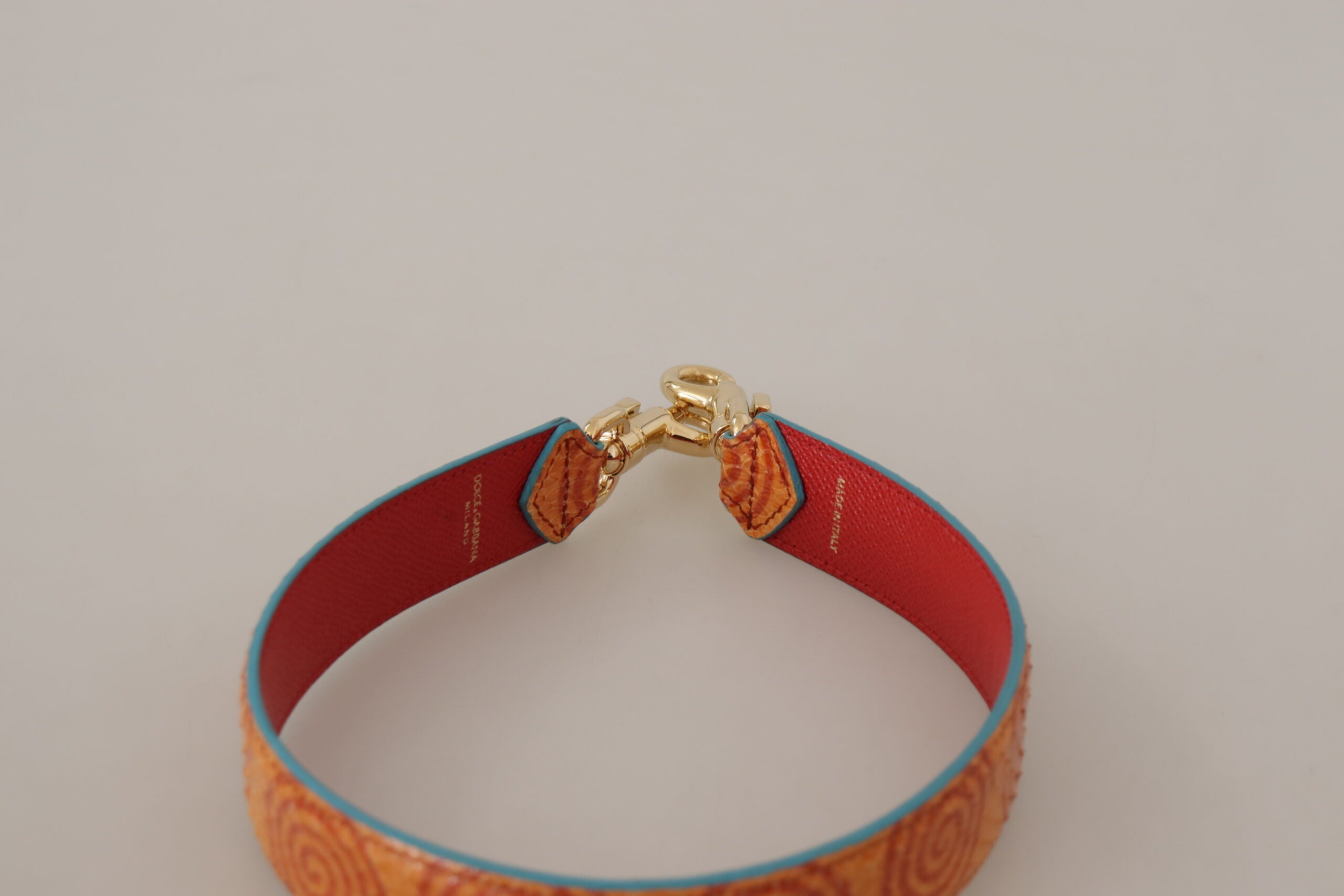 Dolce & Gabbana Orange Leather Swirl Print Bag Shoulder Strap-2