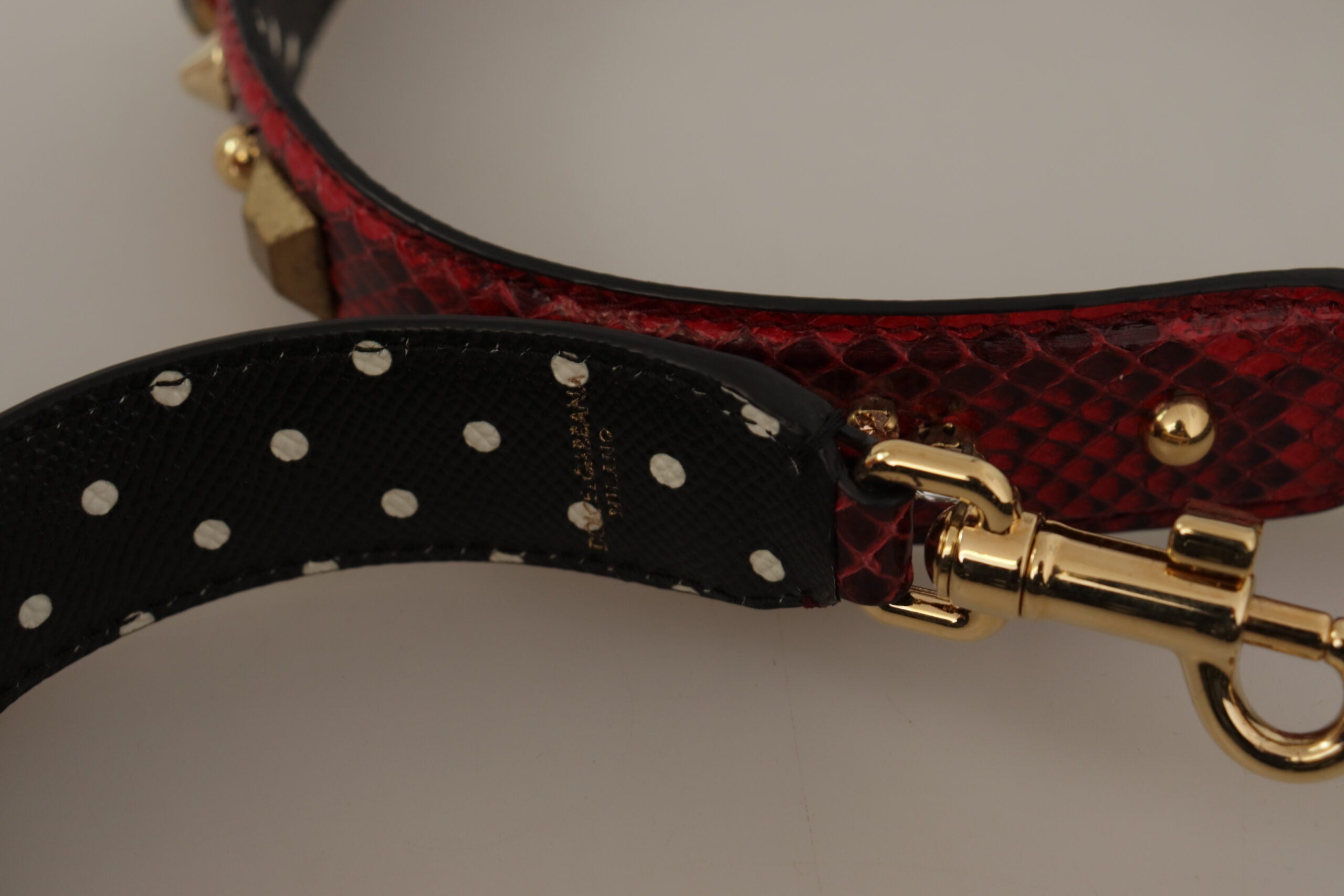 Dolce & Gabbana Red Python Leather with Crystals Reversible Shoulder Strap-4