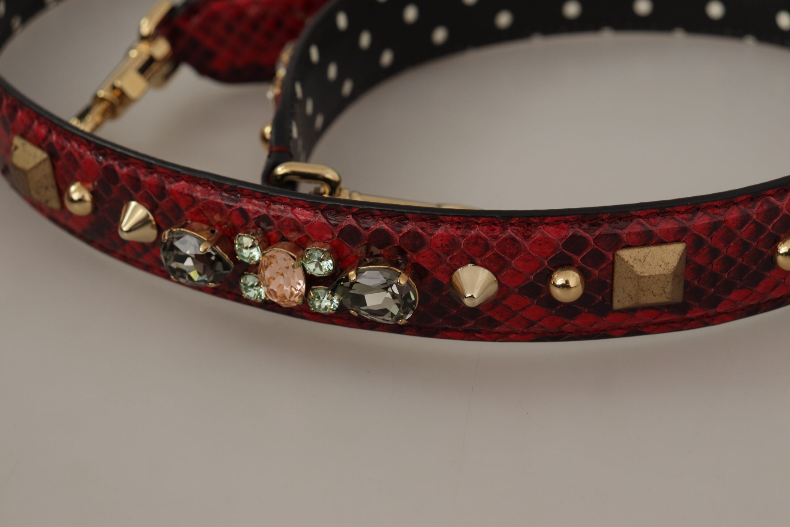 Dolce & Gabbana Red Python Leather with Crystals Reversible Shoulder Strap-6