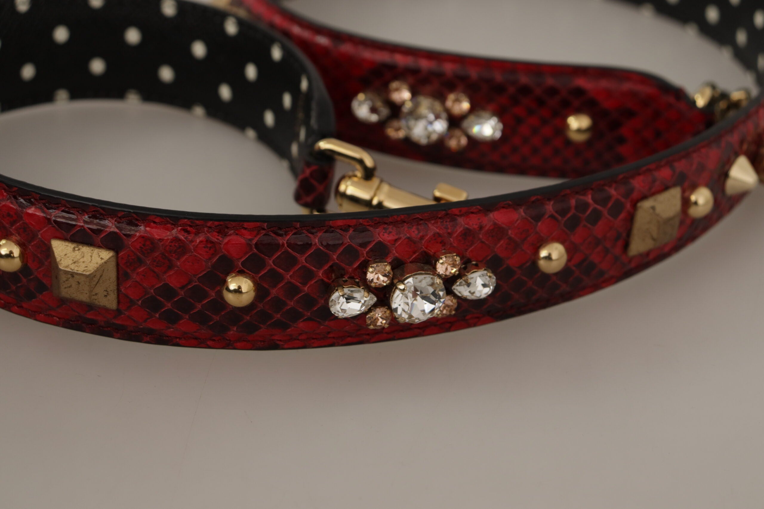 Dolce & Gabbana Red Python Leather with Crystals Reversible Shoulder Strap-7