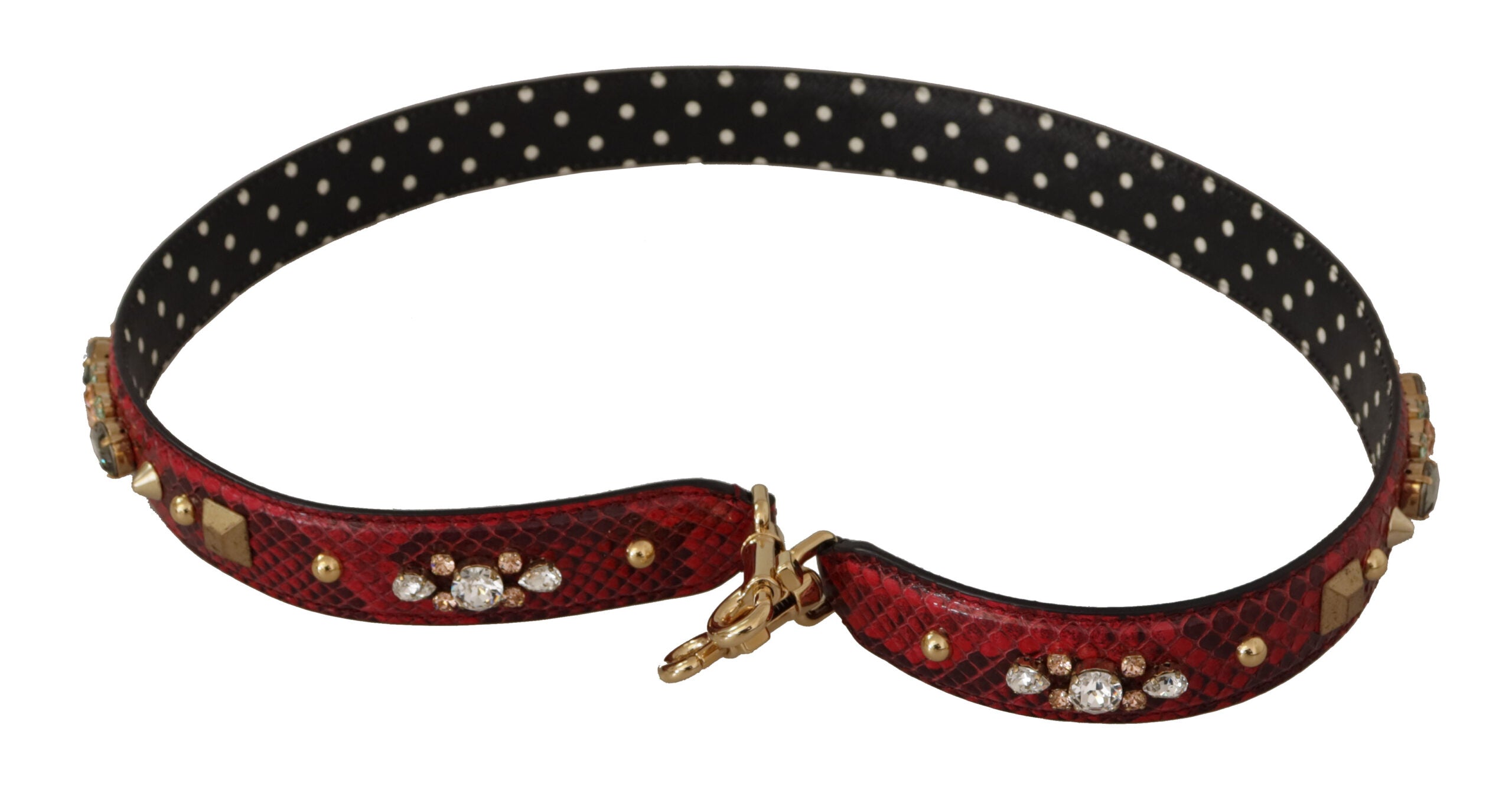 Dolce & Gabbana Red Python Leather with Crystals Reversible Shoulder Strap-8