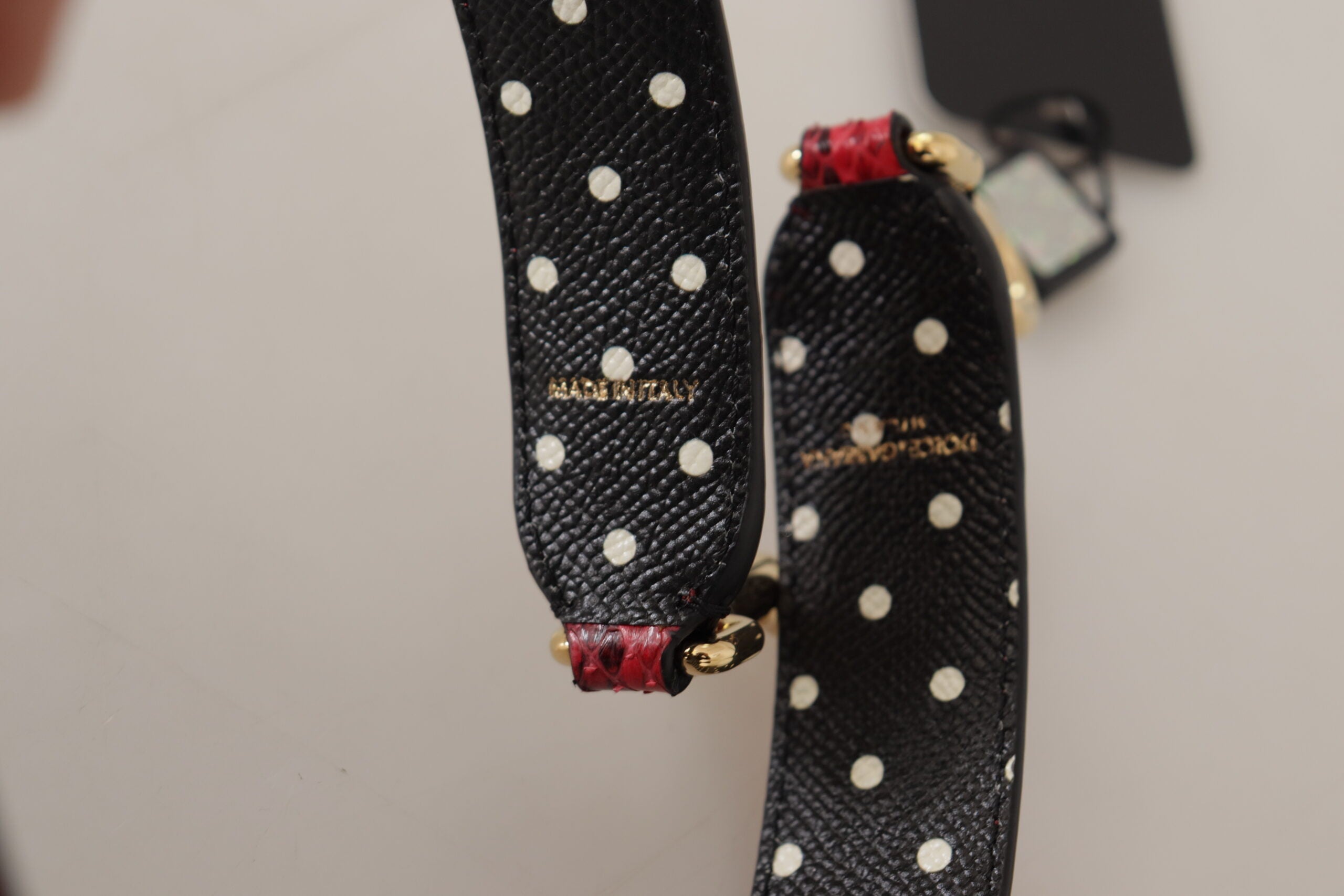 Dolce & Gabbana Red Python Leather with Crystals Reversible Shoulder Strap-4