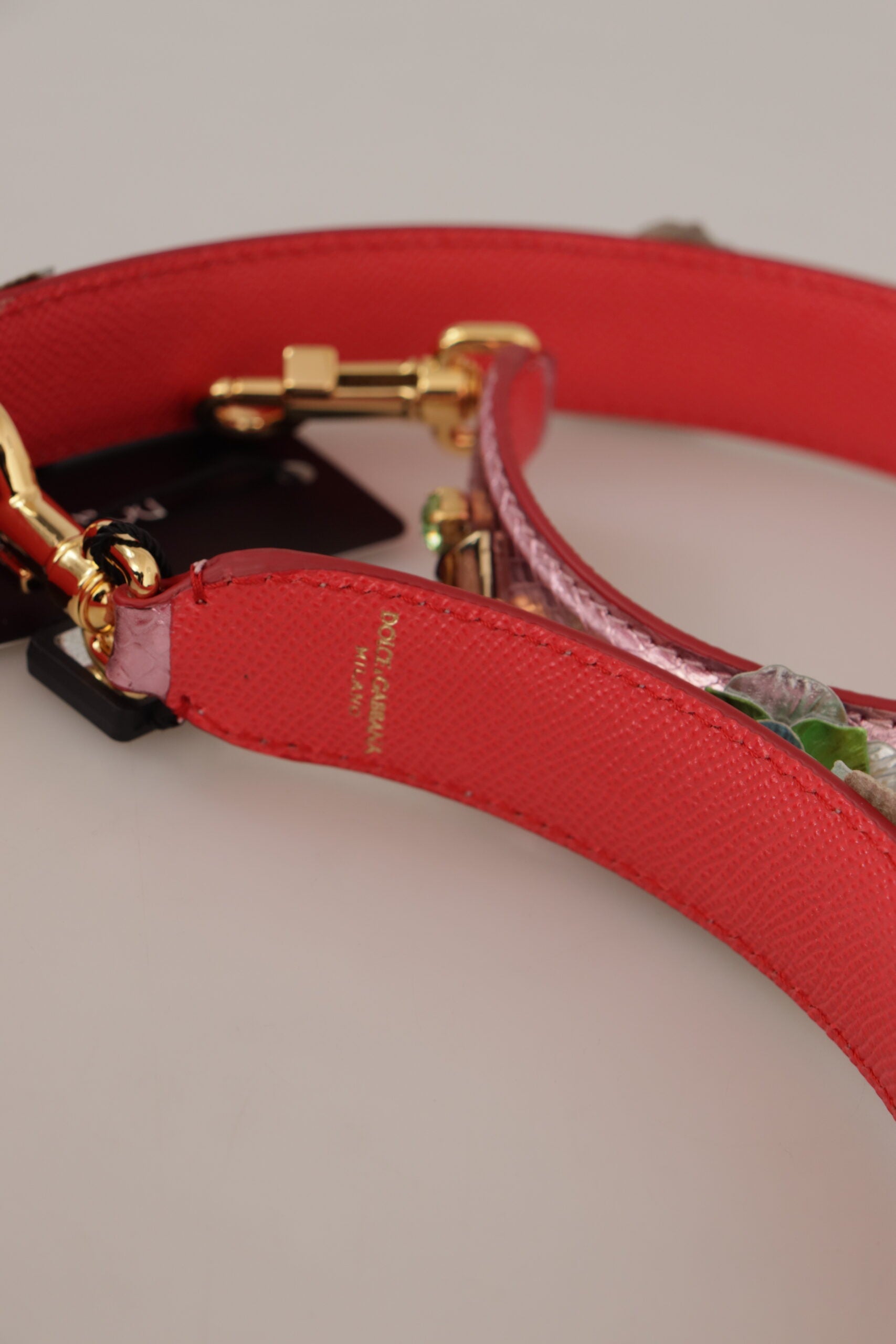 Dolce & Gabbana Metallic Pink Leather Studded Shoulder Strap-6