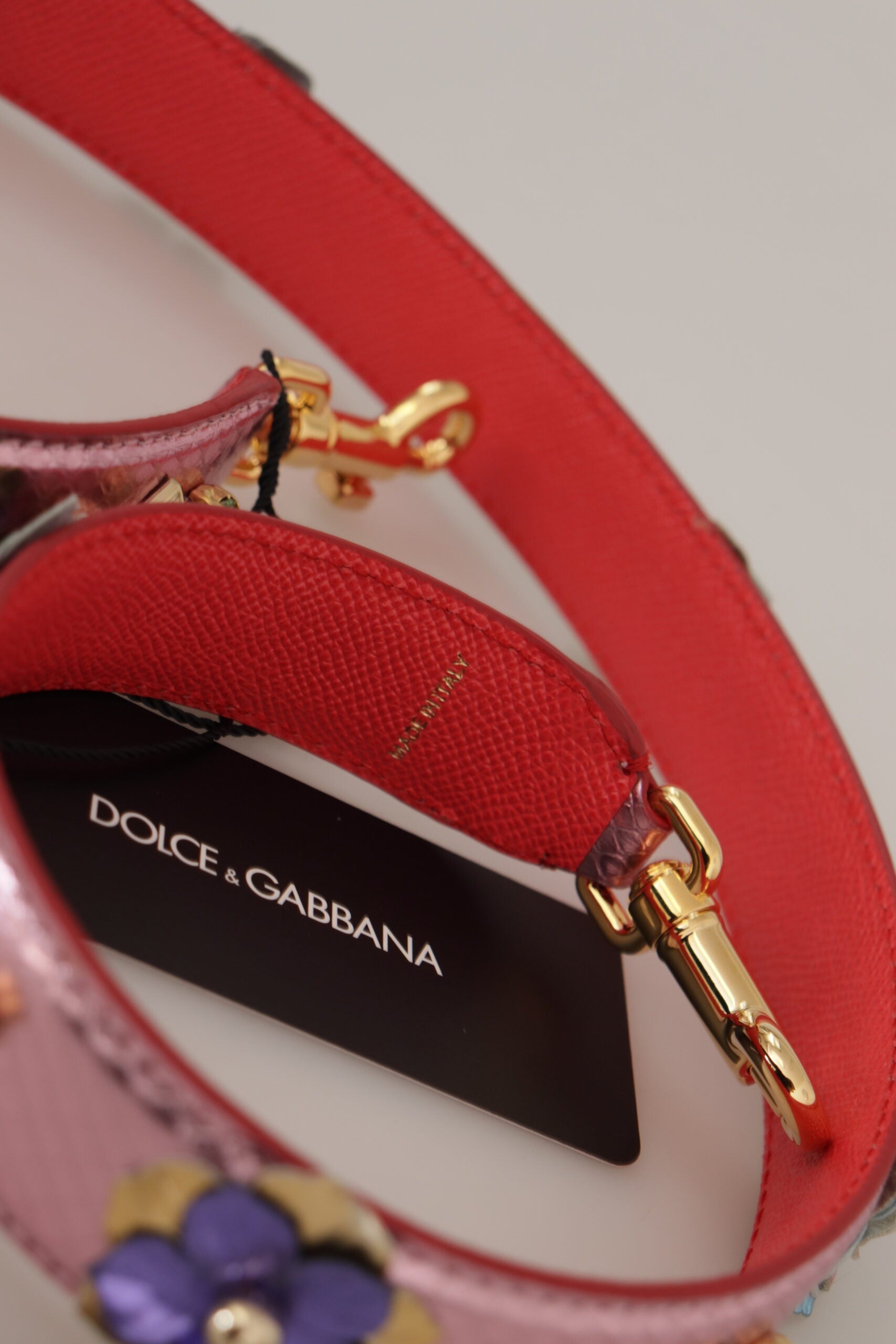 Dolce & Gabbana Metallic Pink Leather Studded Shoulder Strap-7