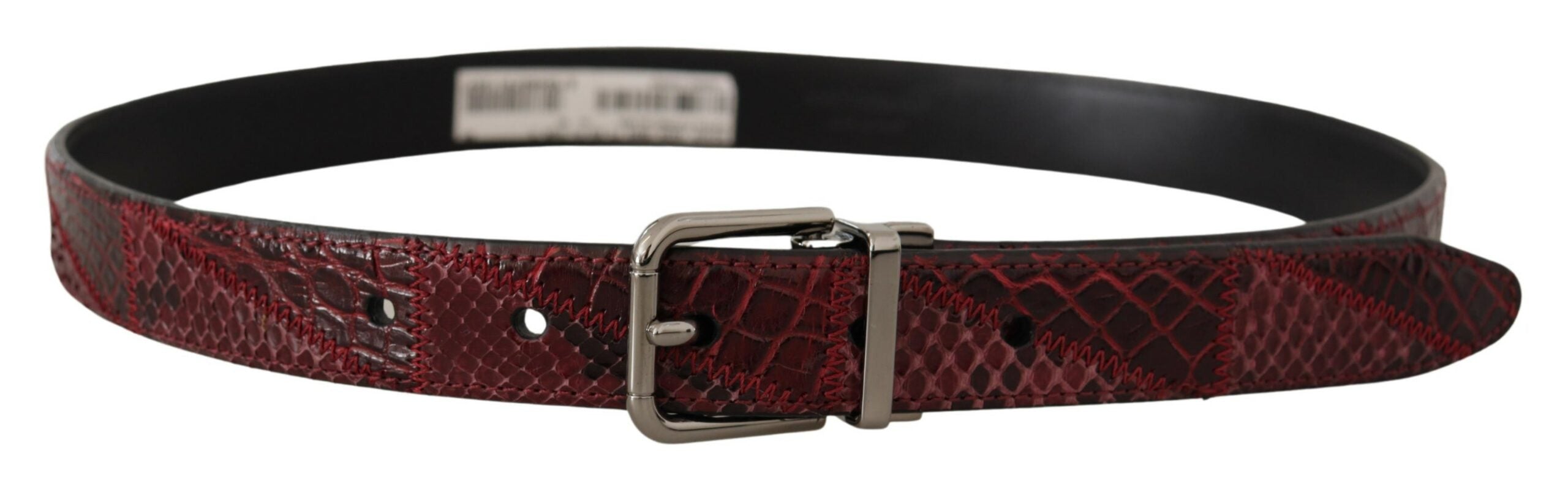 Dolce & Gabbana Red Exotic Leather Belt with Metal Logo Buckle-2