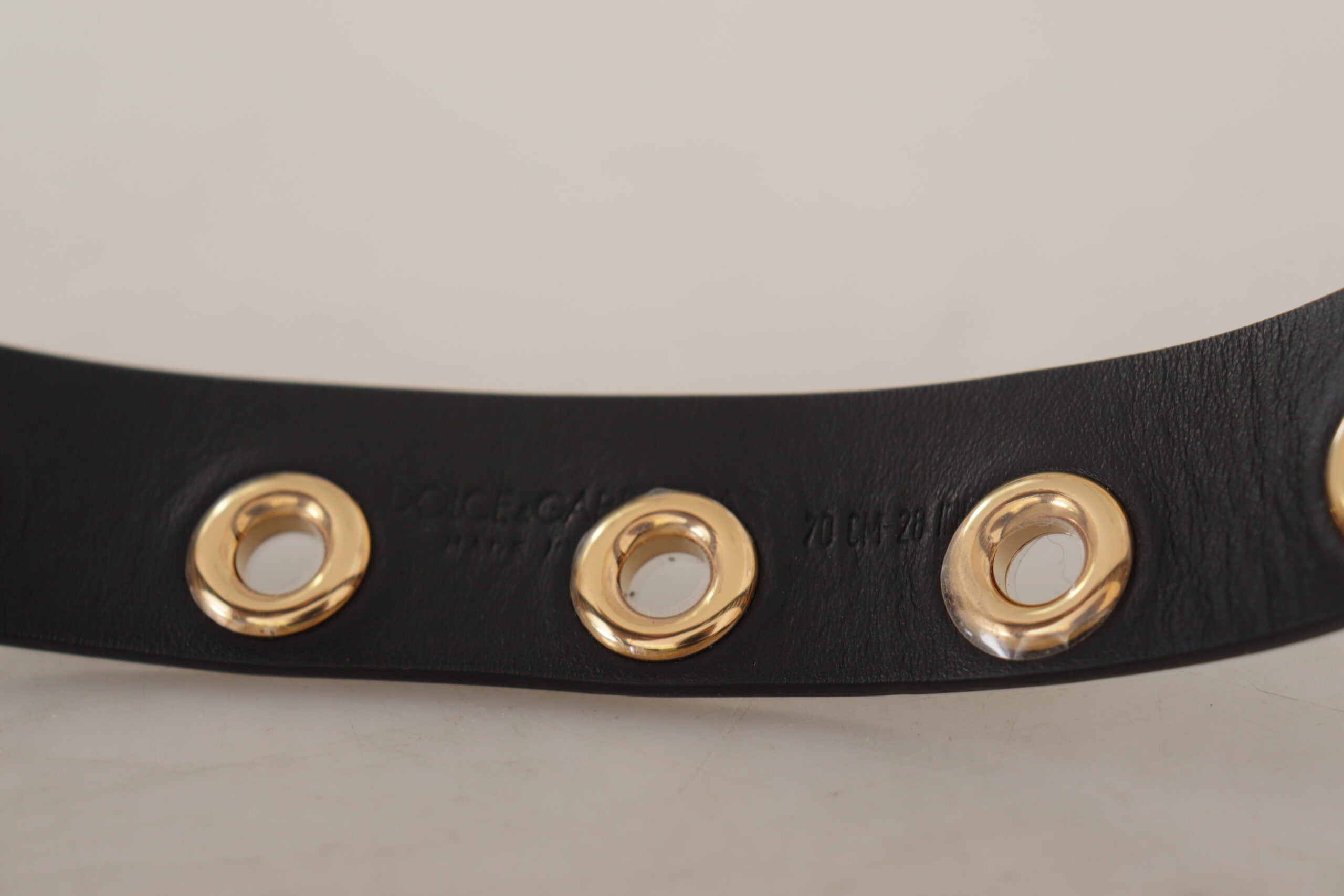 Dolce & Gabbana black leather eyelet belt with silver-tone metal buckle-7