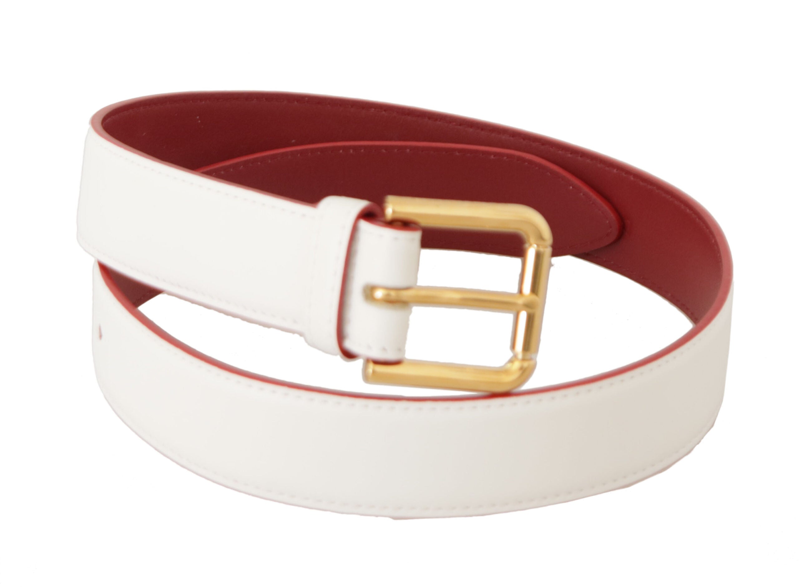 Cinturón Dolce & Gabbana de piel de becerro blanca bicolor con hebilla metálica dorada-2