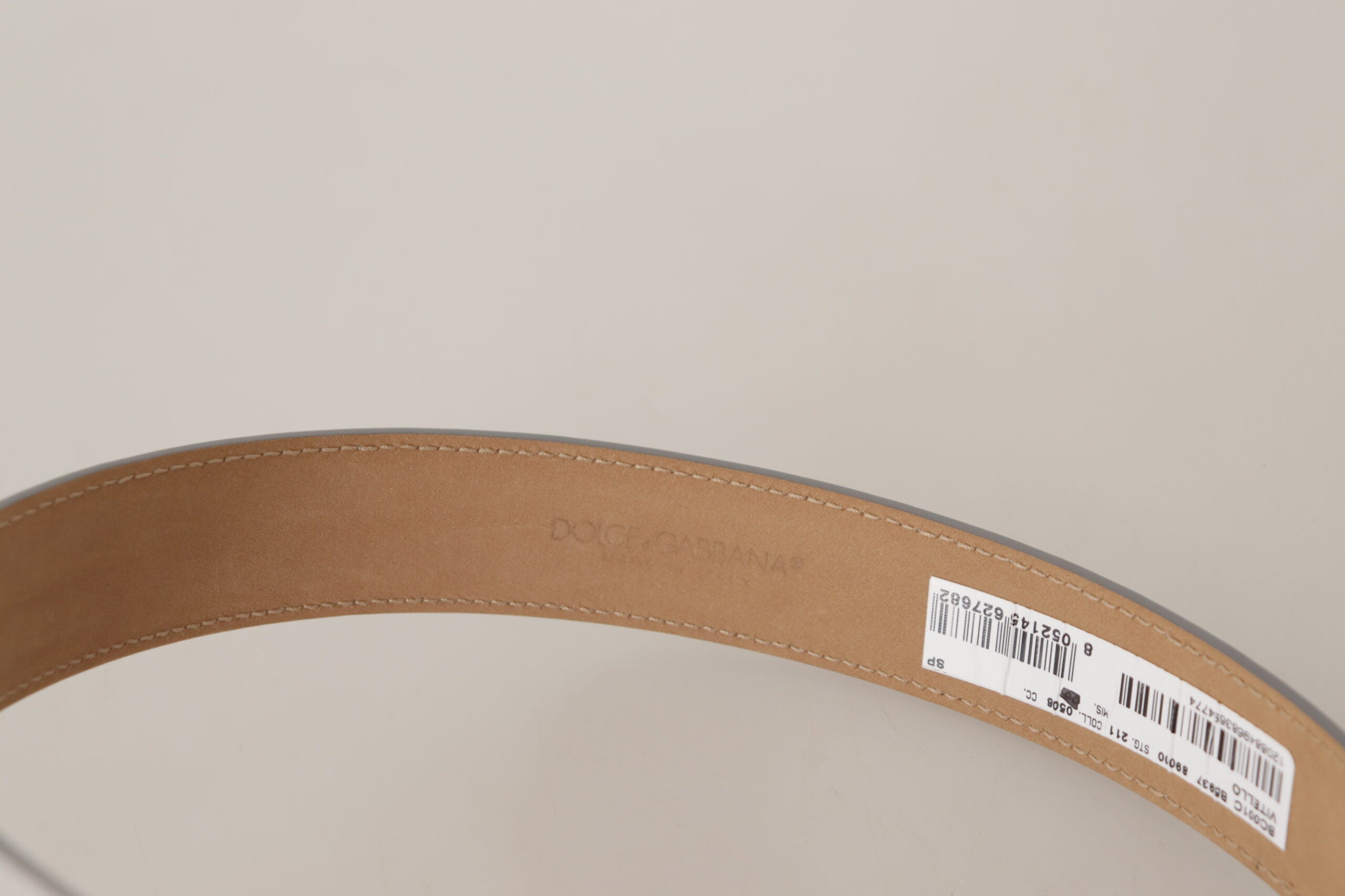 Dolce & Gabbana silver leather belt with gold-tone logo metal buckle-3