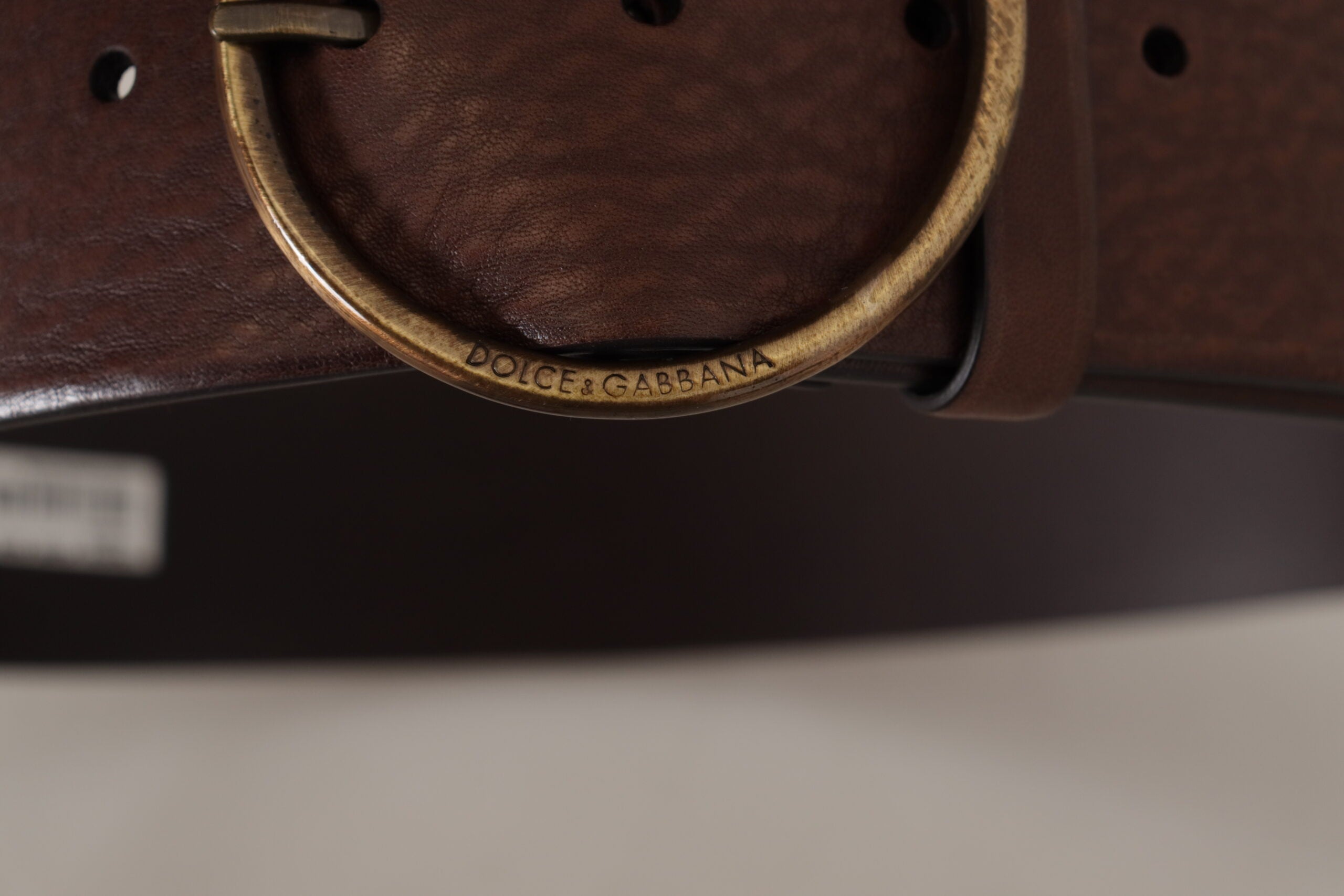 Dolce & Gabbana brown wide leather belt with logo and round metal buckle-4