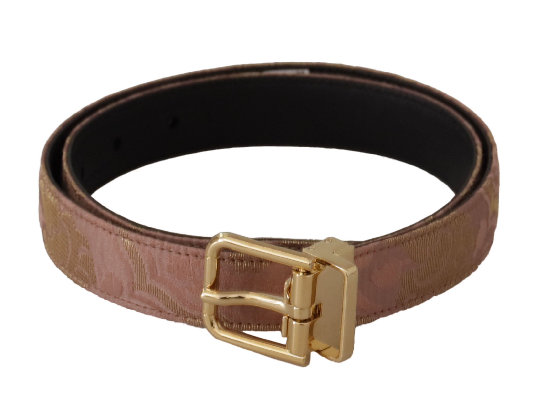 Dolce & Gabbana rose gold leather logo engraved metal buckle belt-1