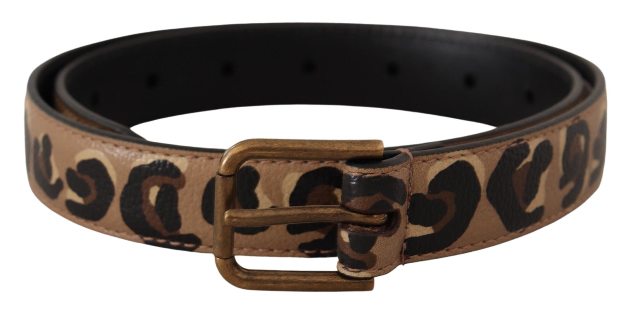 Dolce & Gabbana Brown Leopard Print Vintage Metal Waist Buckle Belt-1