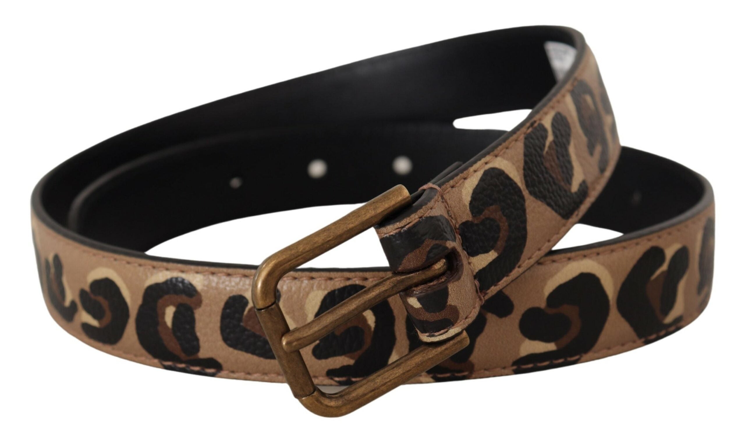 Dolce & Gabbana Brown Leopard Print Vintage Metal Waist Buckle Belt-2