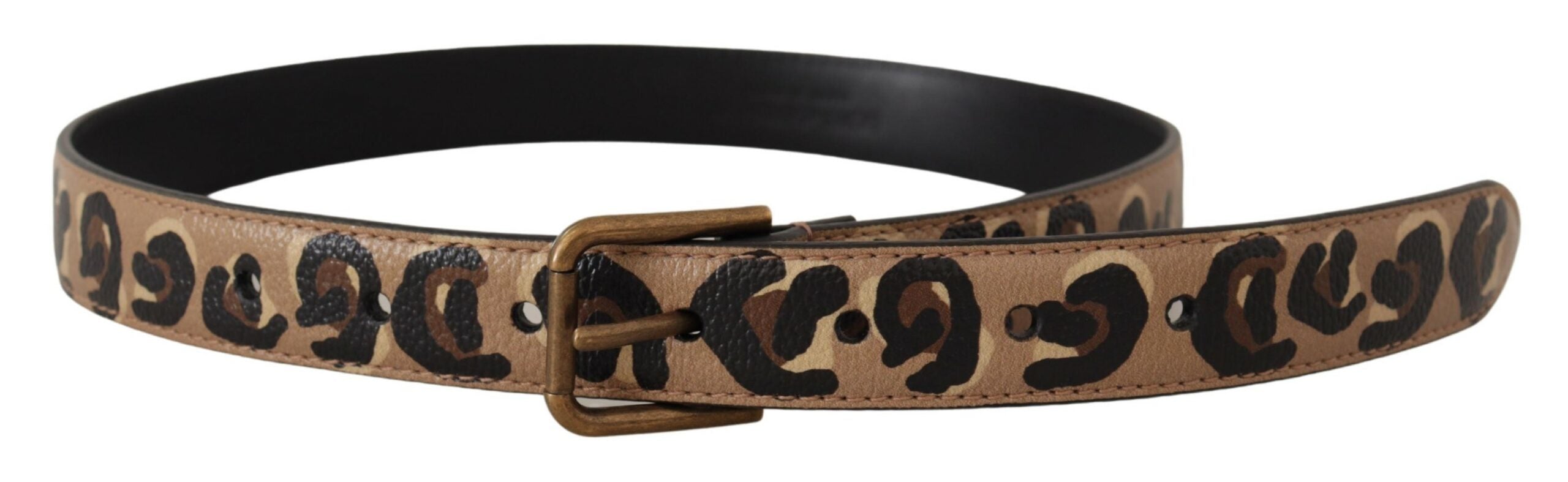 Dolce & Gabbana Brown Leopard Print Vintage Metal Waist Buckle Belt-3