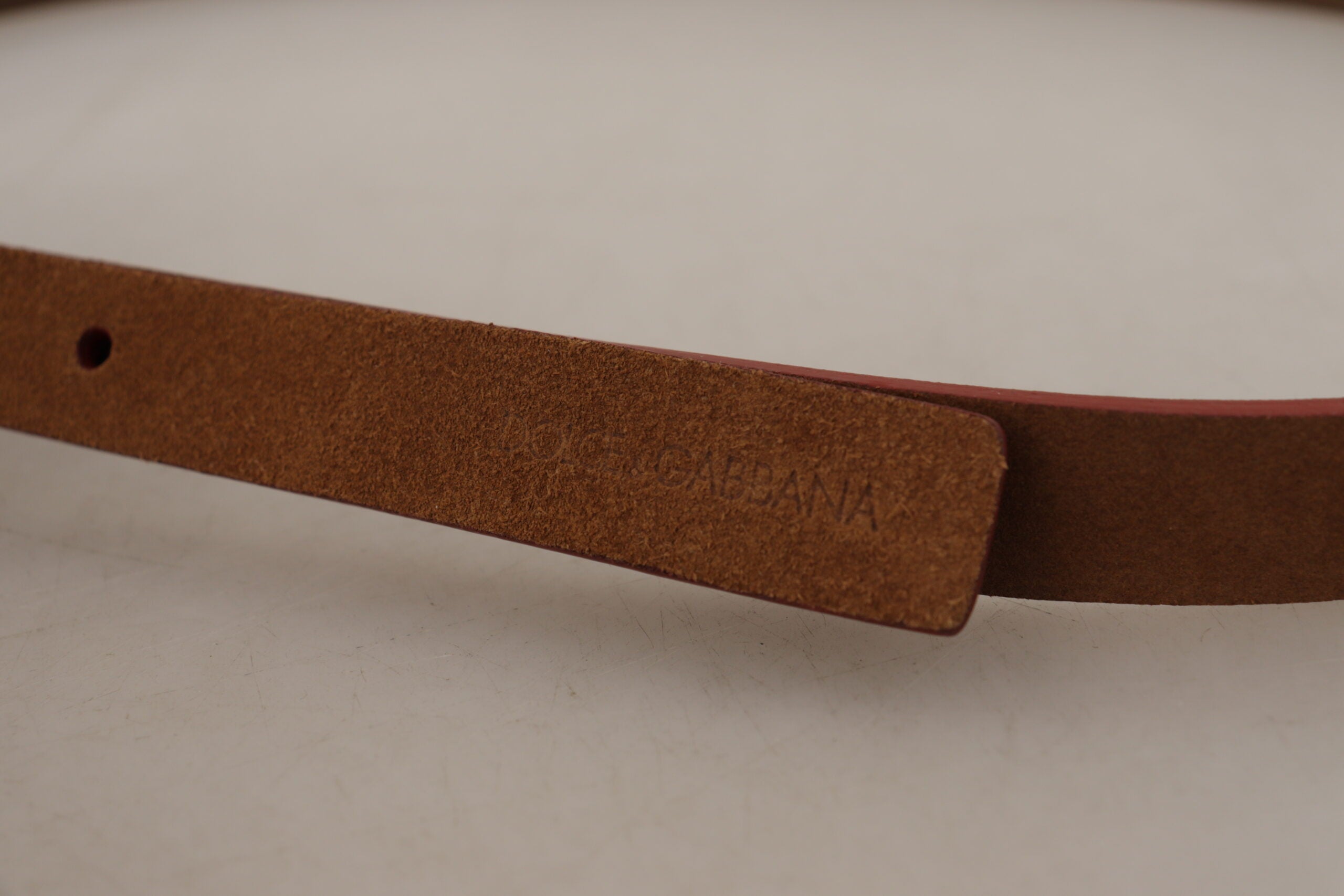 Dolce & Gabbana brown logo engraved metal belt with belt buckle-4