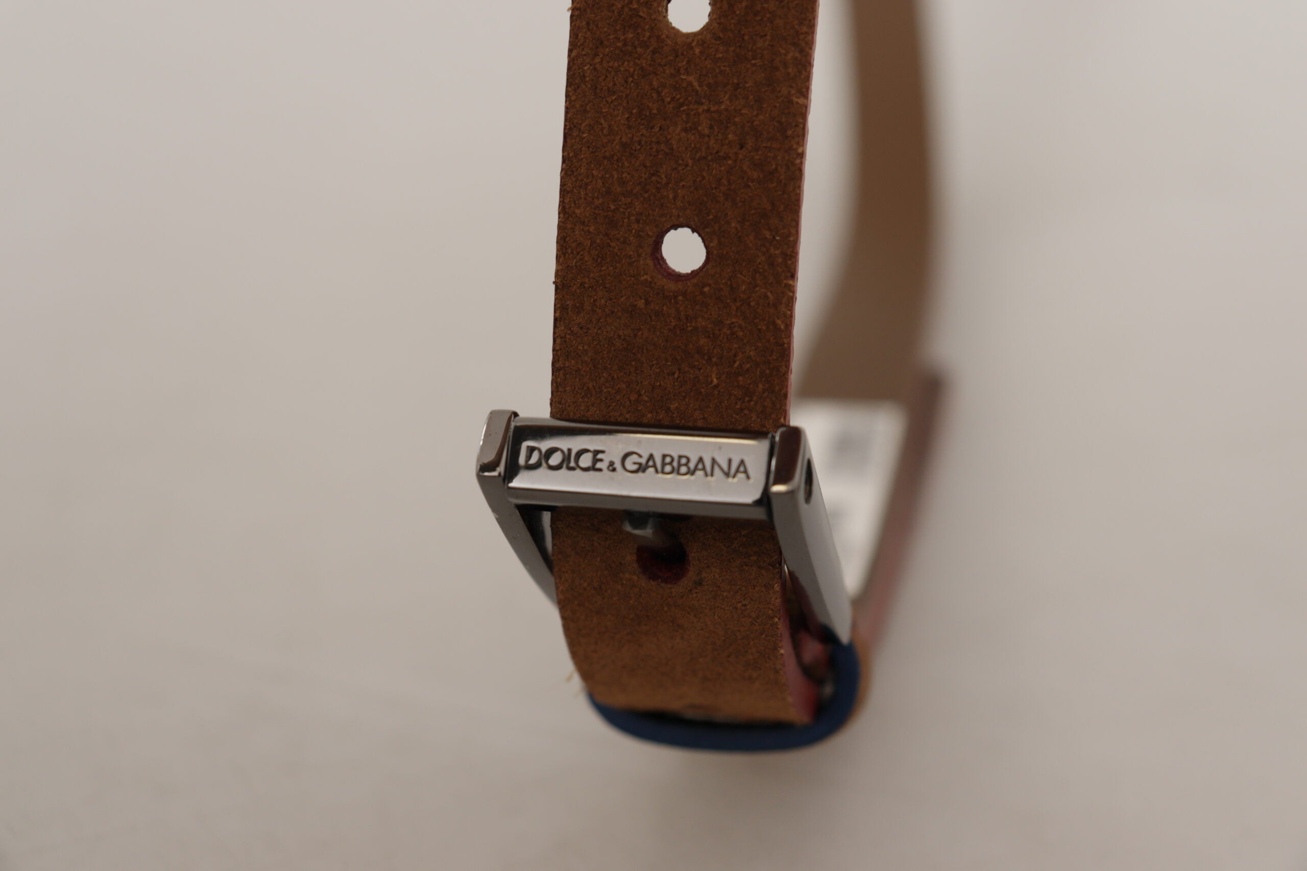 Dolce & Gabbana brown logo engraved metal belt with belt buckle-6