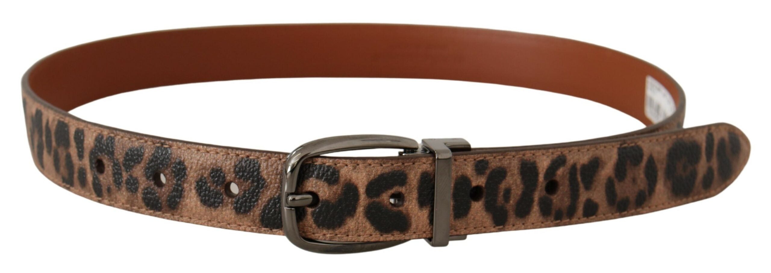 Cinturón marrón Dolce & Gabbana con estampado de leopardo y hebilla de piel-3