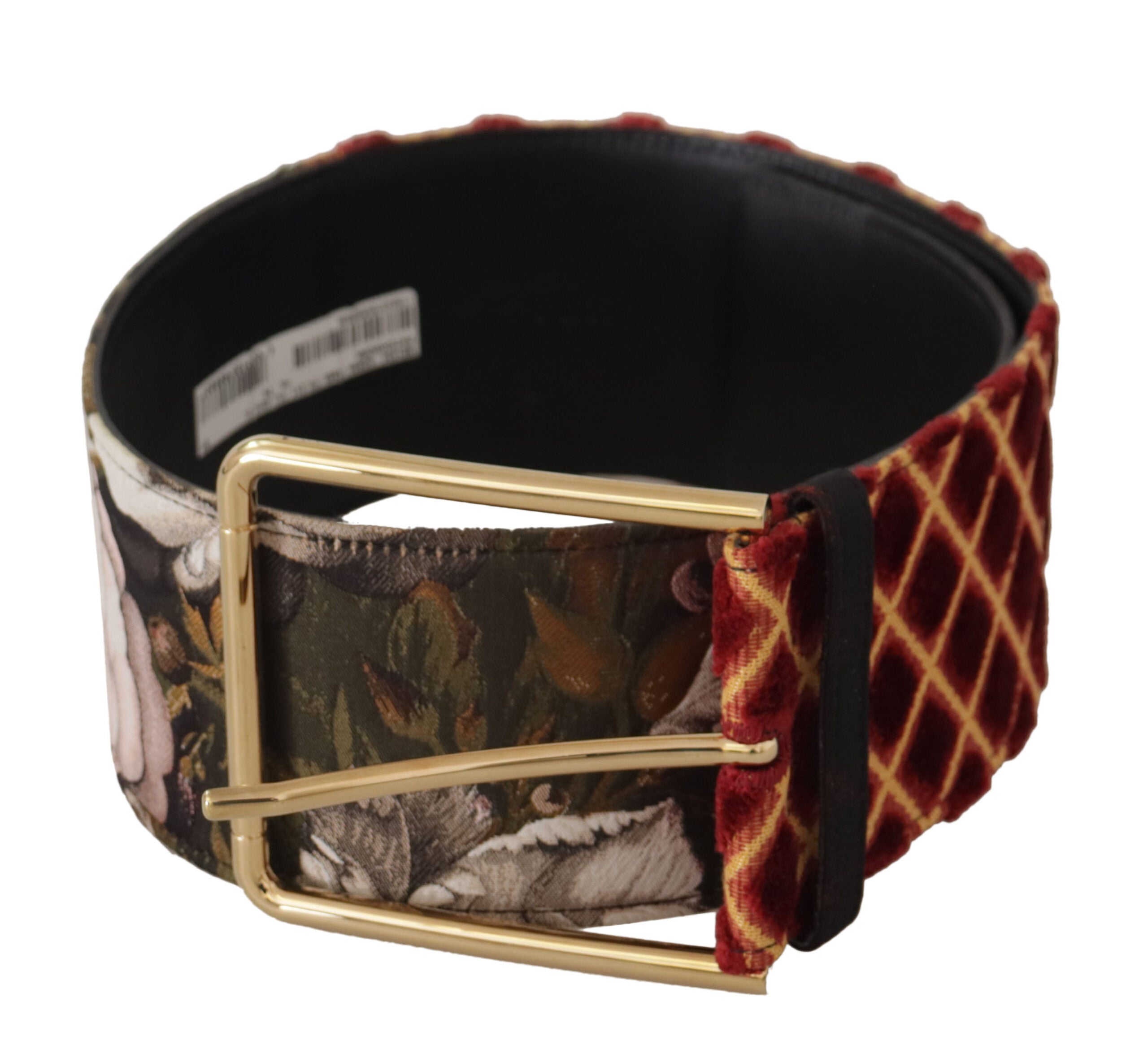 Dolce & Gabbana Multicolor Wide Leather Floral Gold Metal Buckle Belt-2