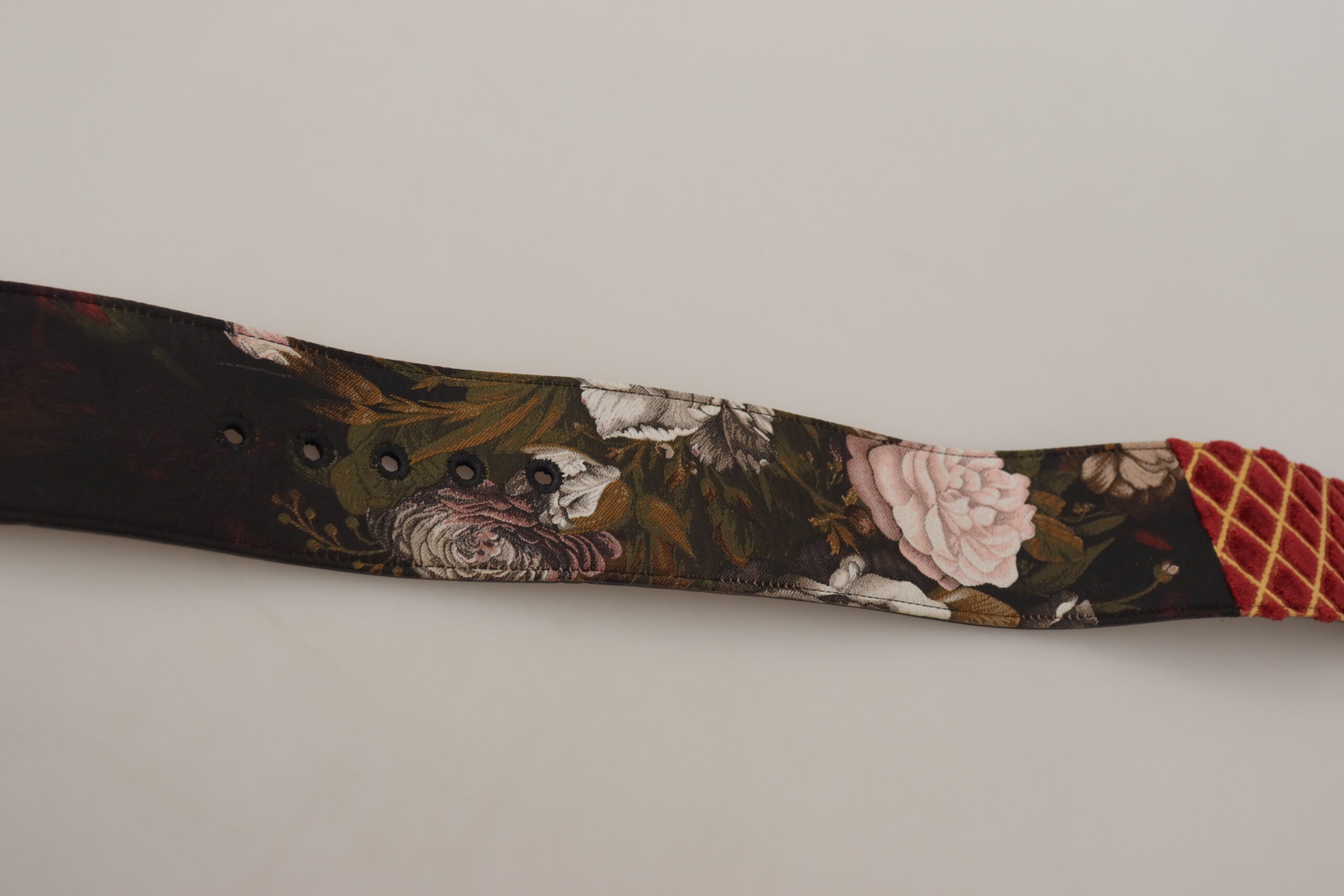 Dolce & Gabbana Multicolor Wide Leather Floral Gold Metal Buckle Belt-4