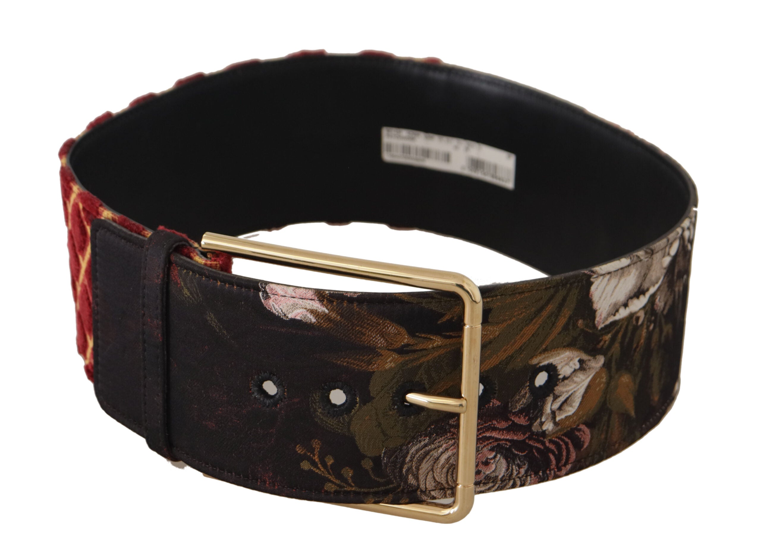 Dolce & Gabbana Multicolor Wide Leather Floral Gold Metal Buckle Belt-1
