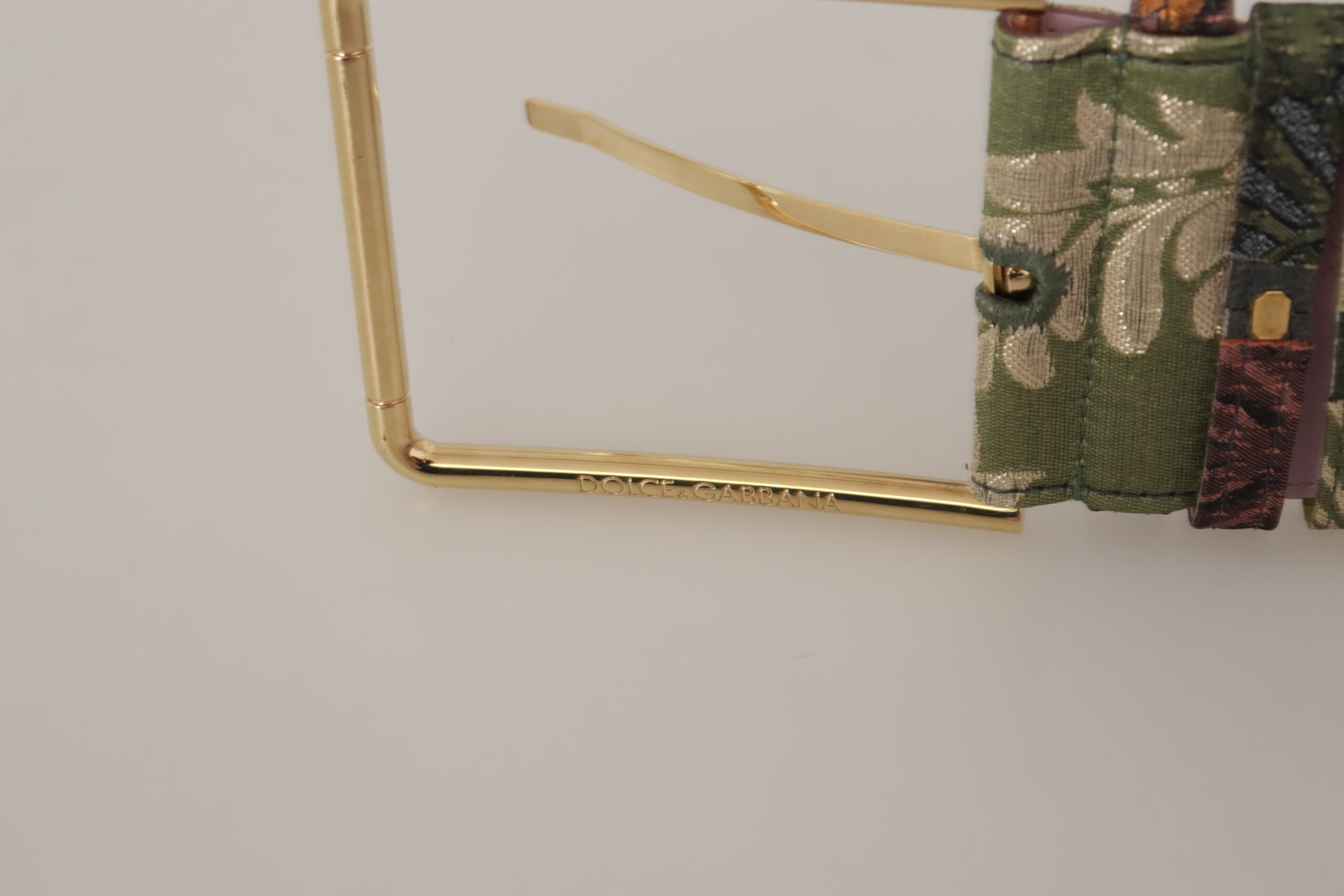 Cinturón Dolce & Gabbana de piel multicolor bordada con hebilla de metal dorado-2
