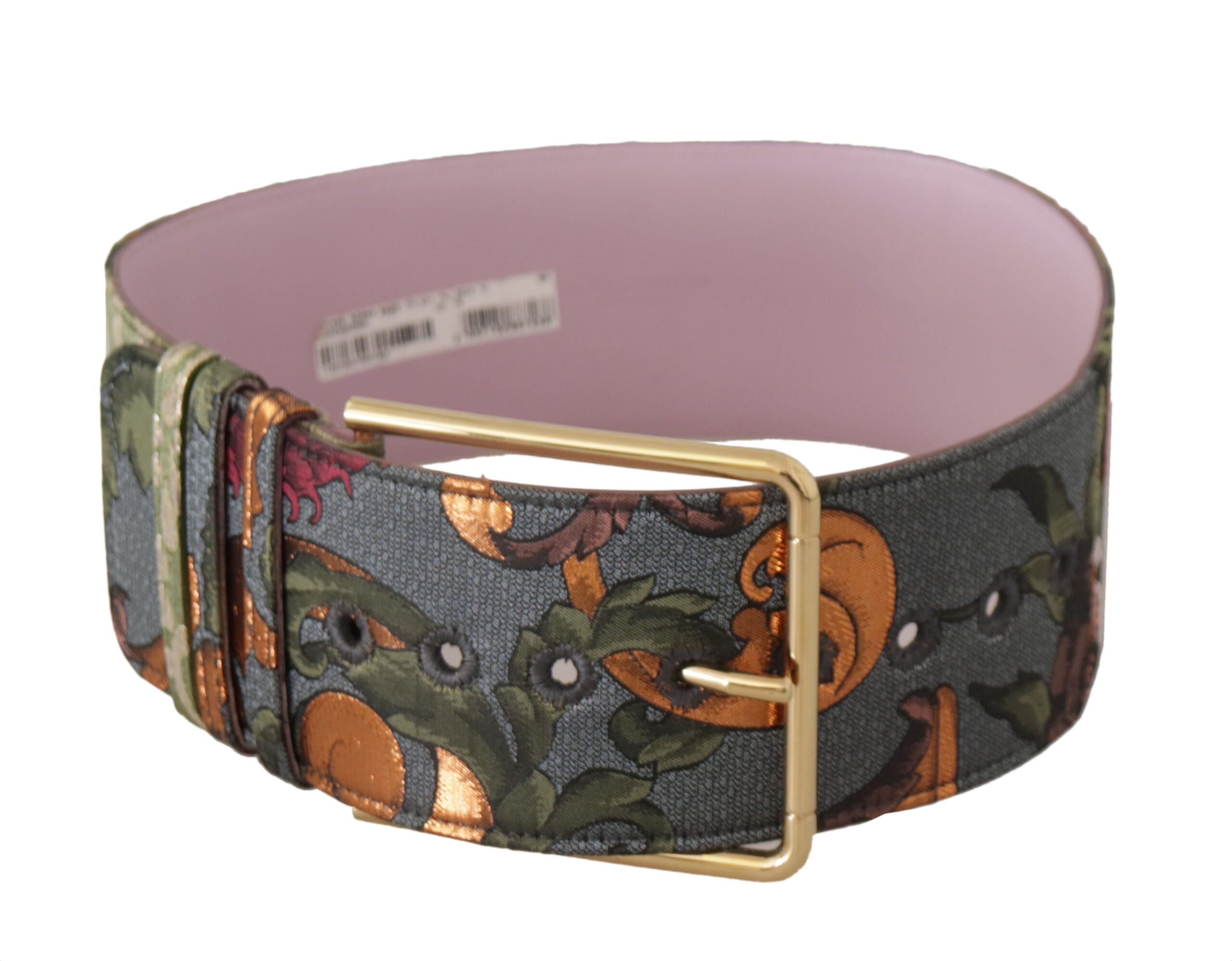 Cinturón Dolce & Gabbana de piel multicolor bordada con hebilla de metal dorado-1