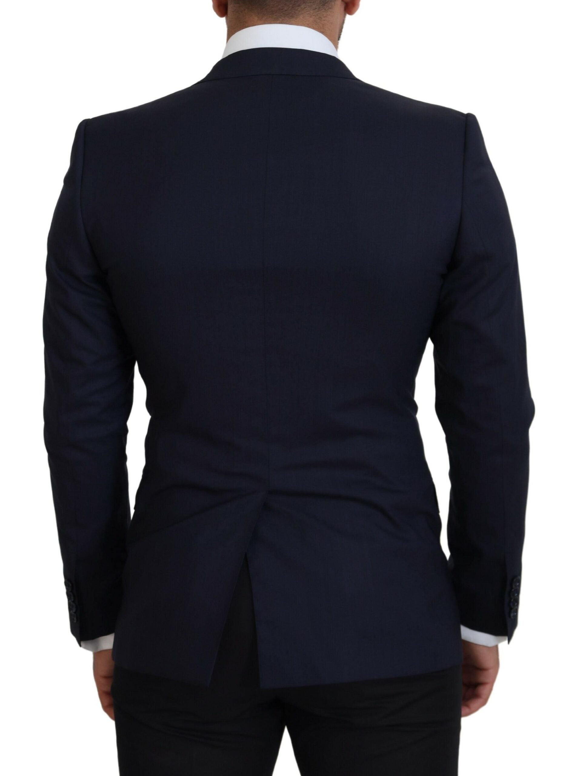 Dolce & Gabbana Blue Wool Coat Slim Fit Formal Blazer-3