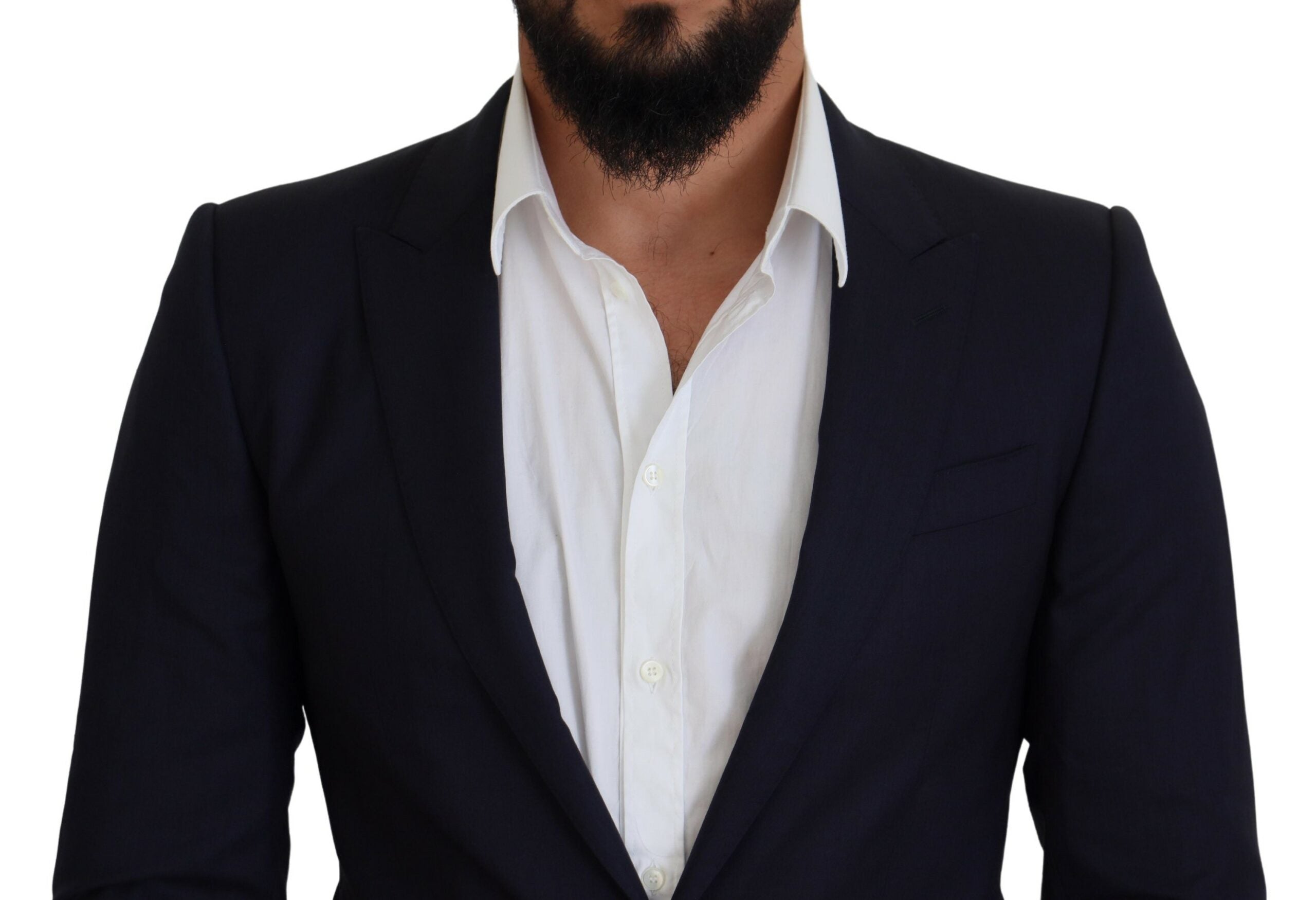 Dolce & Gabbana Blue Wool Coat Slim Fit Formal Blazer-4