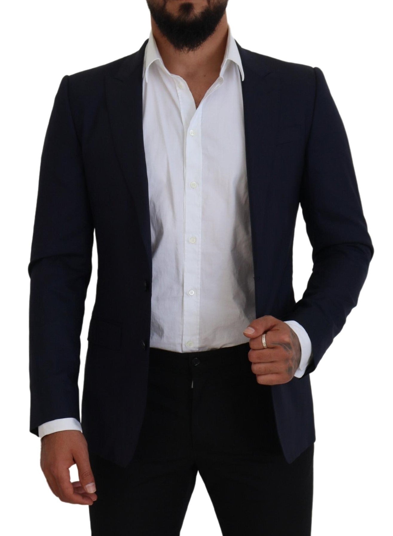 Dolce & Gabbana Blue Wool Coat Slim Fit Formal Blazer-6