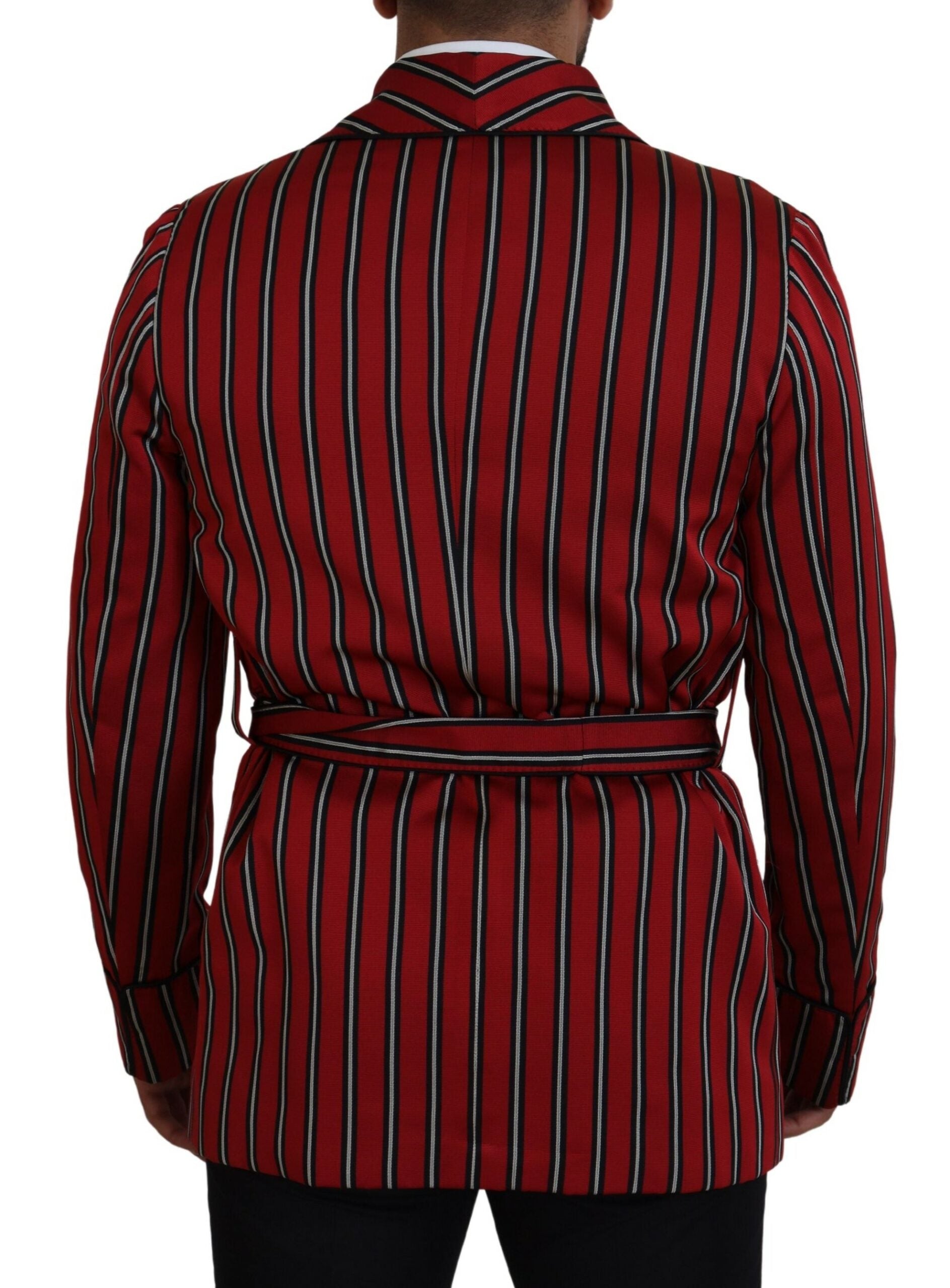 Dolce & Gabbana Rot gestreifter Martini-Bademantel mit bedrucktem Futter-3