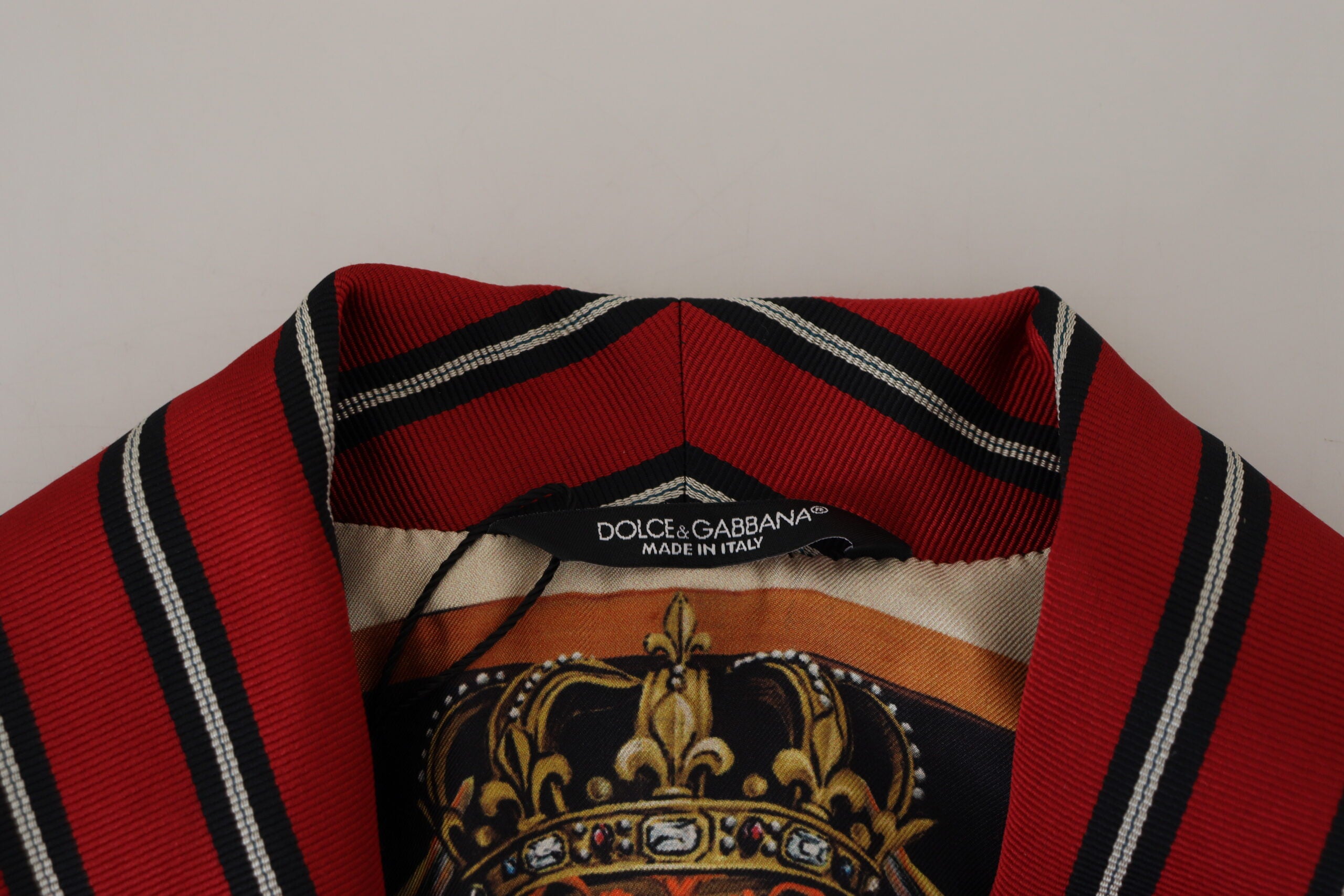Dolce & Gabbana Rot gestreifter Martini-Bademantel mit bedrucktem Futter-8