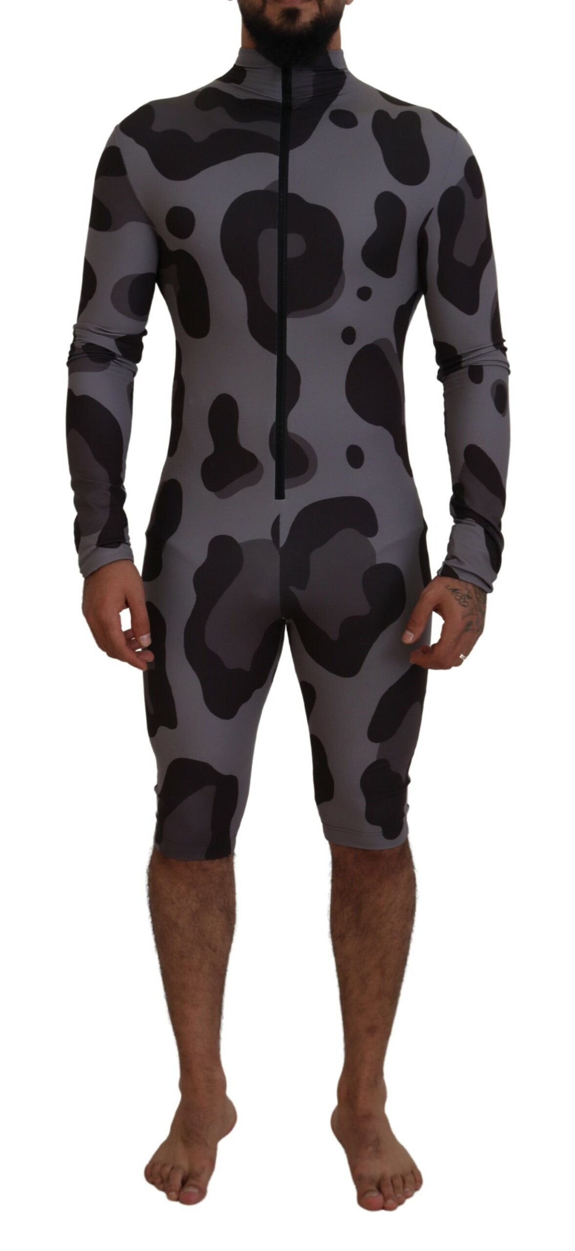 Dolce & Gabbana Grey Patterned Polyester Neoprene Wetsuit Swimwear-1
