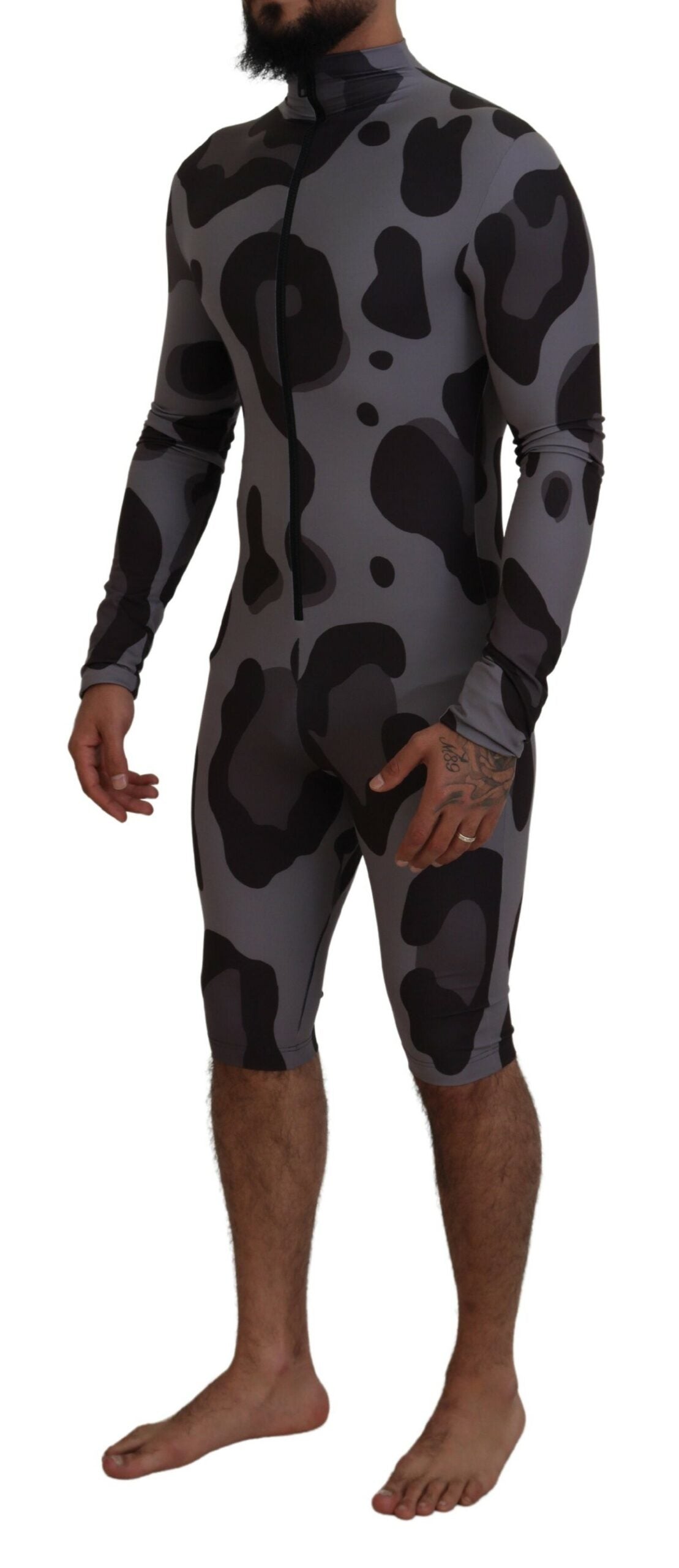 Dolce & Gabbana Grey Patterned Polyester Neoprene Wetsuit Swimwear-2