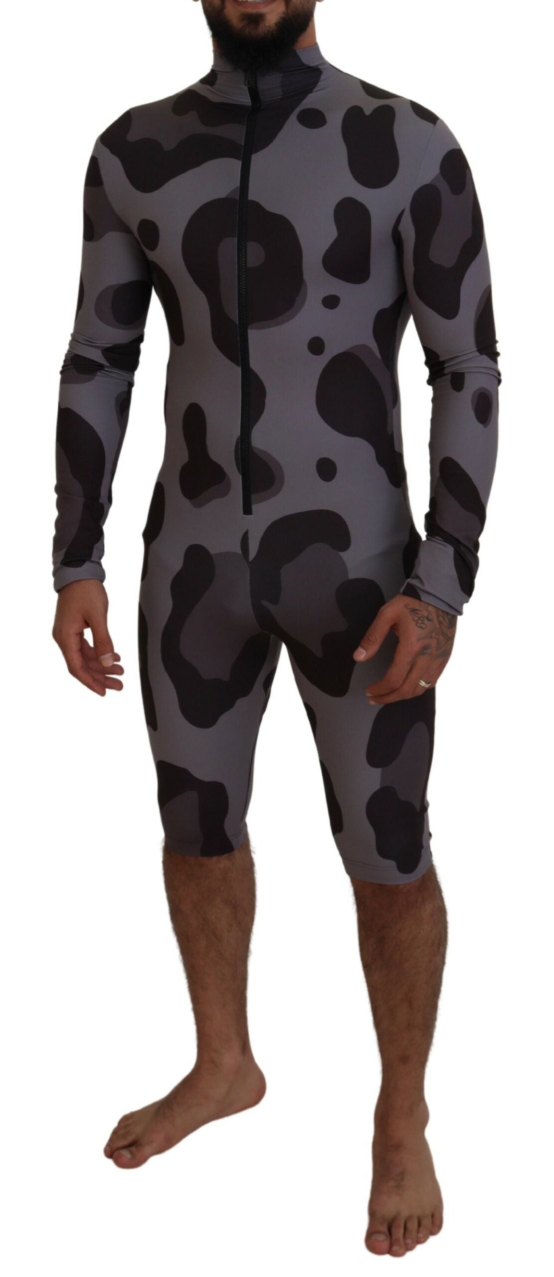 Dolce & Gabbana Grey Patterned Polyester Neoprene Wetsuit Swimwear-5