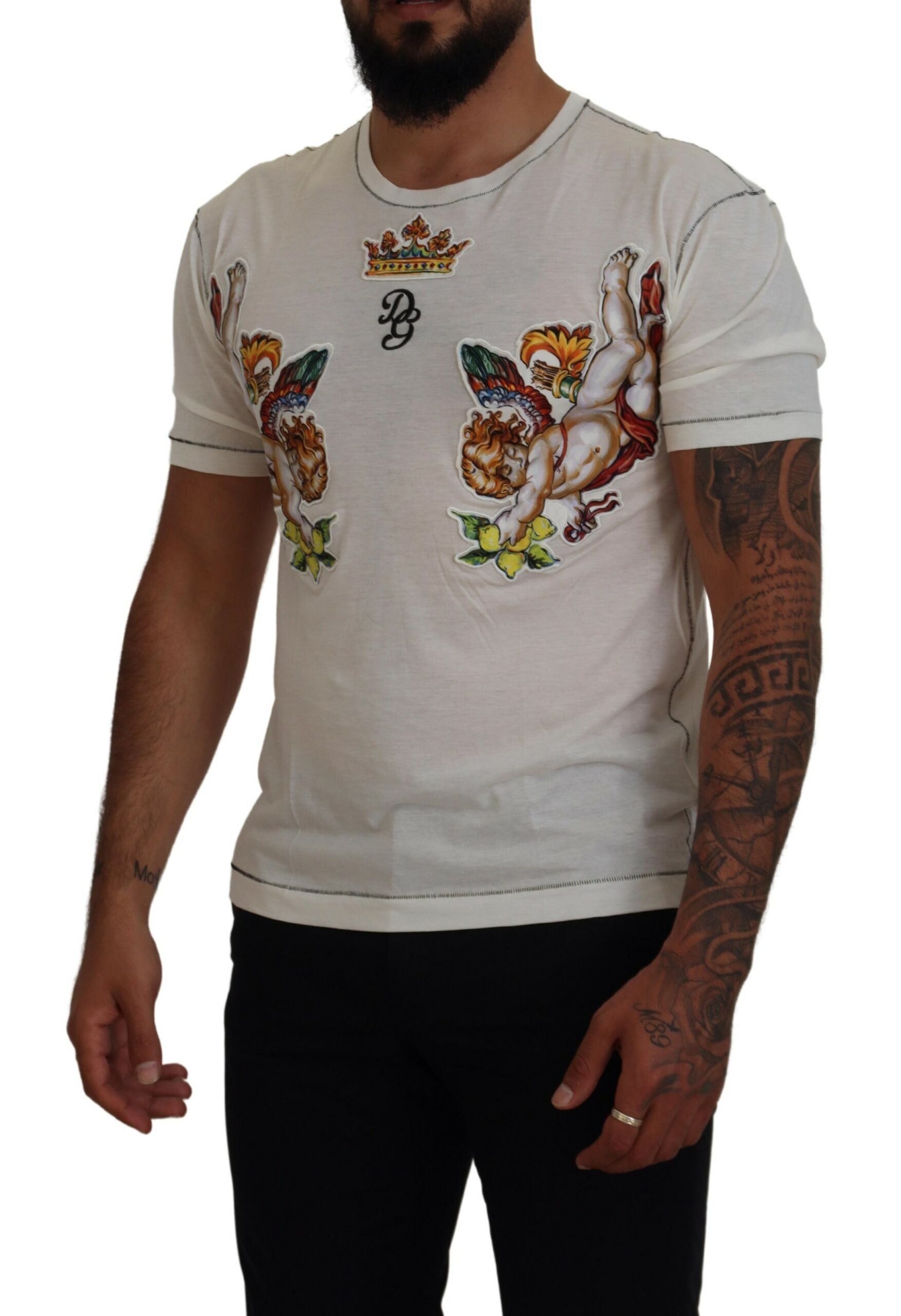 Dolce & Gabbana Weißes bedrucktes Kurzarm-T-Shirt für Männer-2