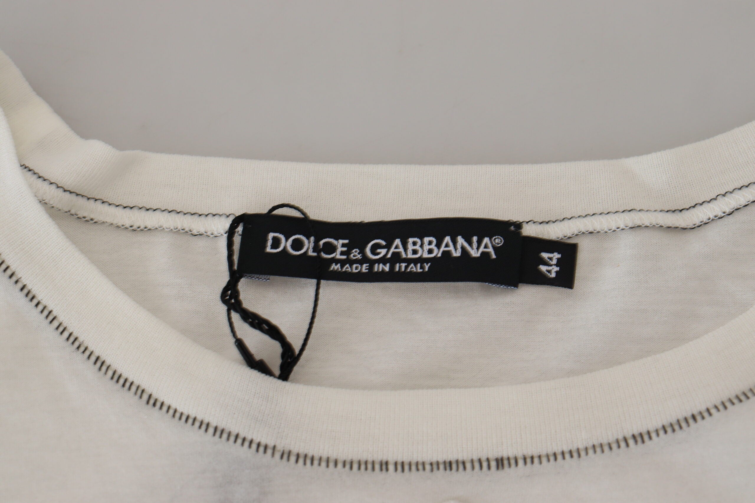 Dolce & Gabbana Weißes bedrucktes Kurzarm-T-Shirt für Männer-7